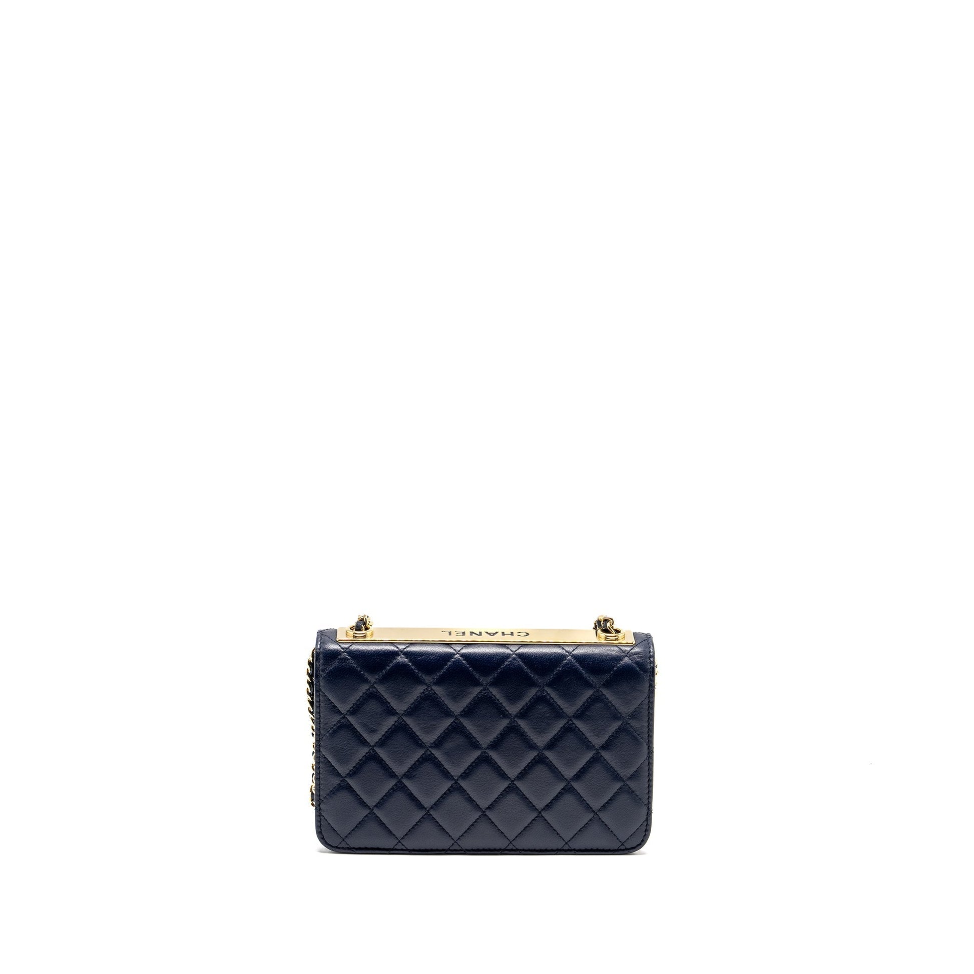 Chanel Trendy CC On Lambskin Navy LGHW Wallet Case