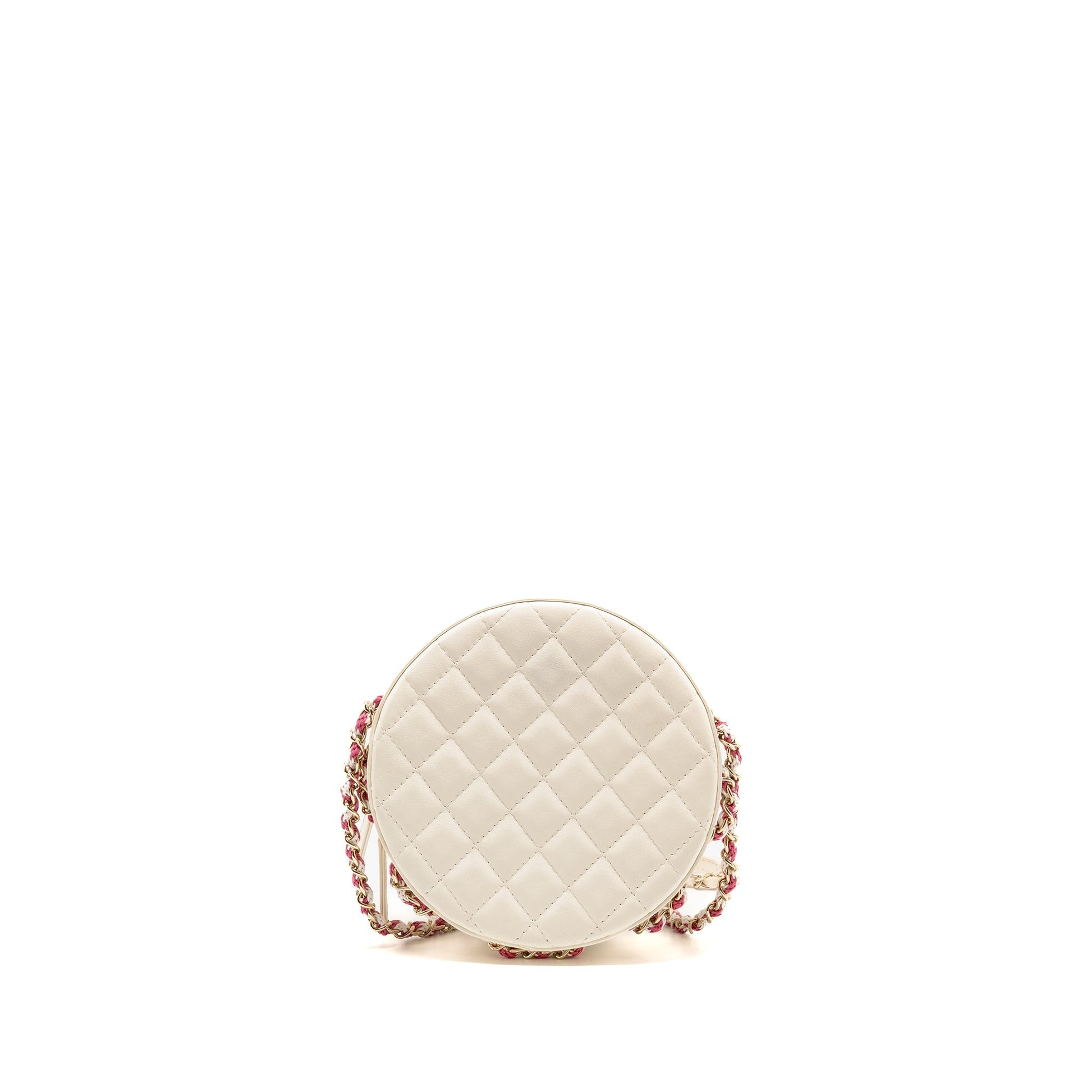 Chanel 19c La Pausa Lifesaver Lambskin PVC White Pink Handbag