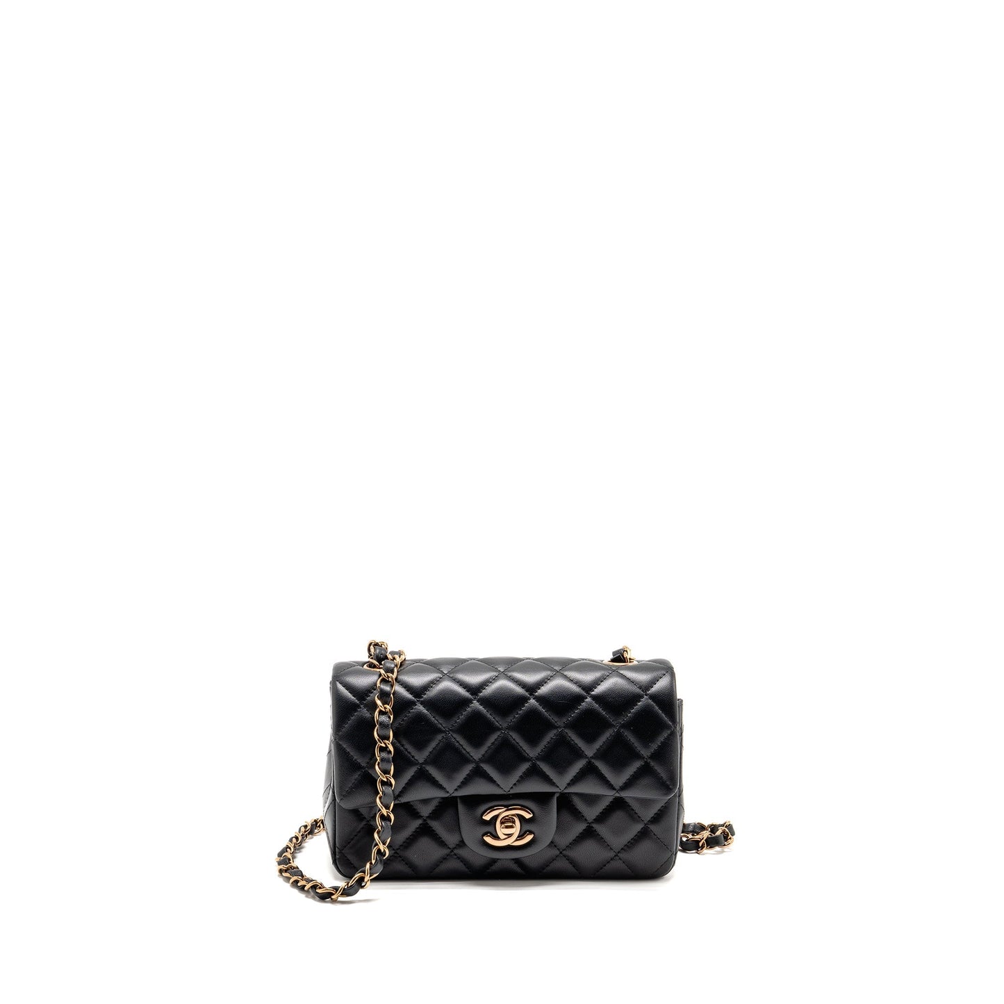 Chanel Rectangular Flap Lambskin RGHW Microchip Black Shoulder Bag