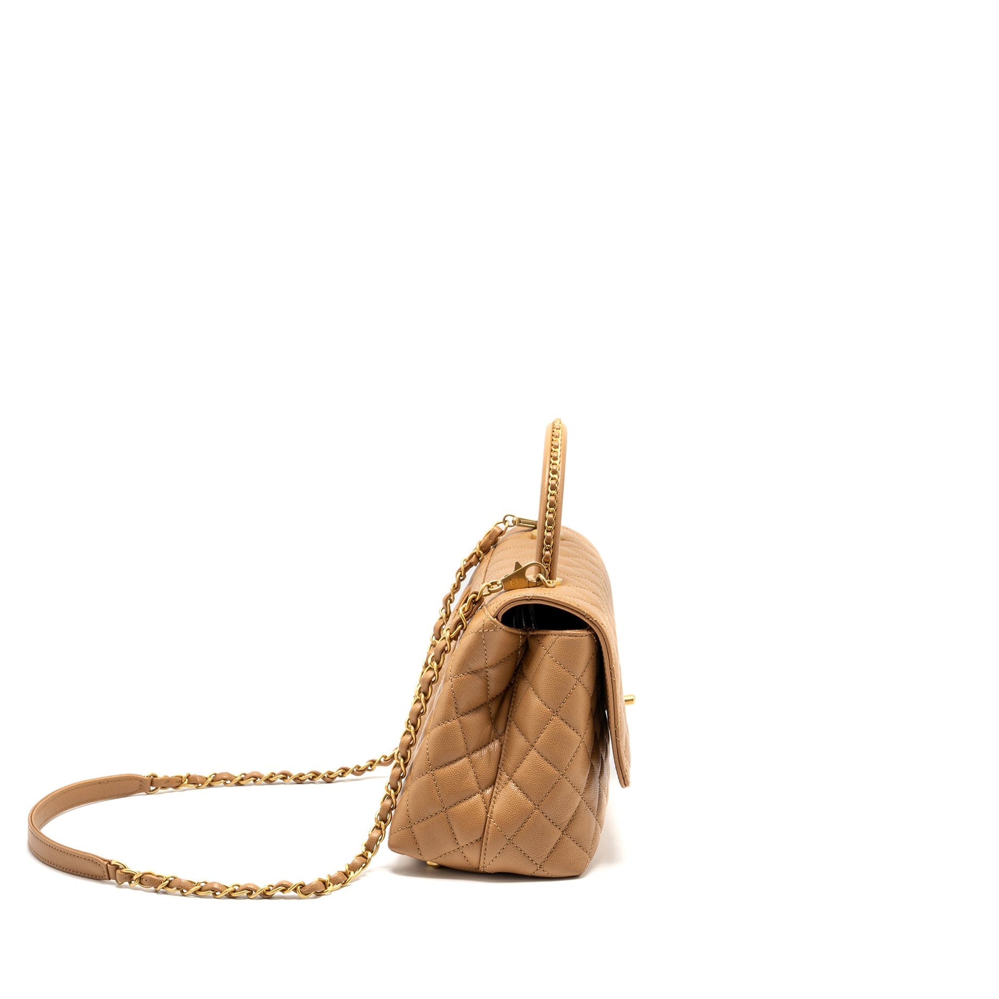 Chanel Coco Handle Caviar Dark GHW microchip Beige Handbag