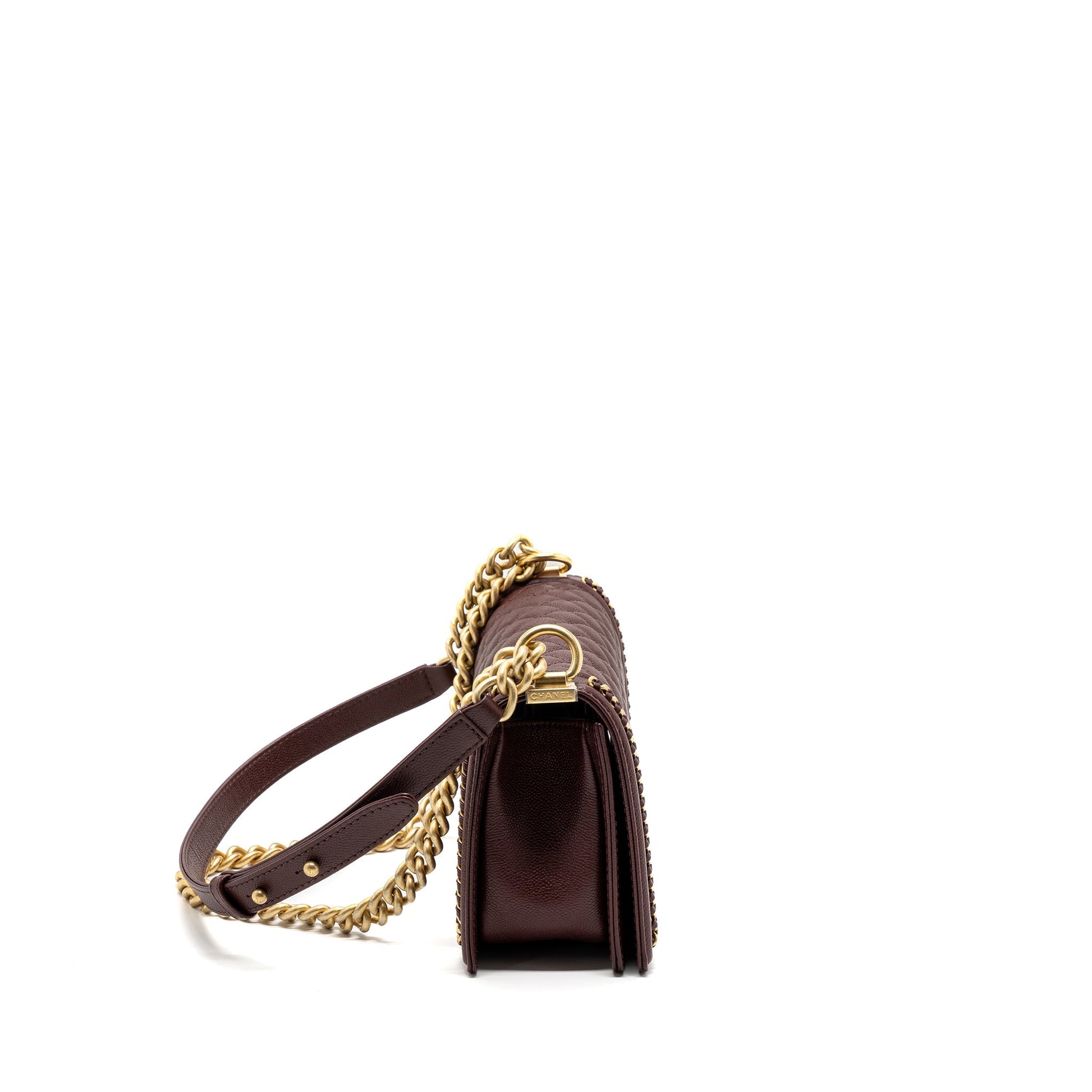 Chanel Boy Limited Edition Caviar Burgundy GHW Handbag