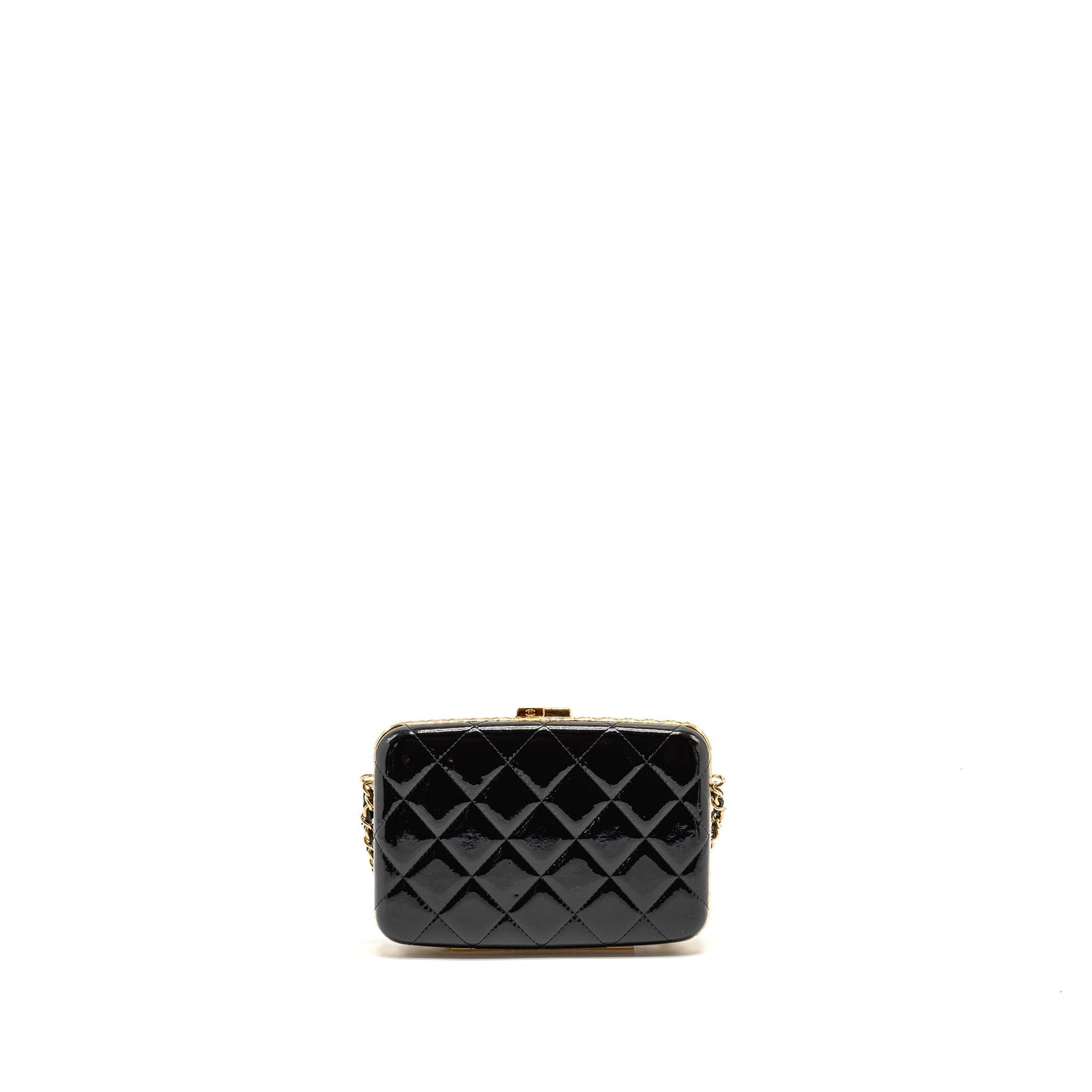 Chanel 21A CC Box Patent GHW Black Handbag