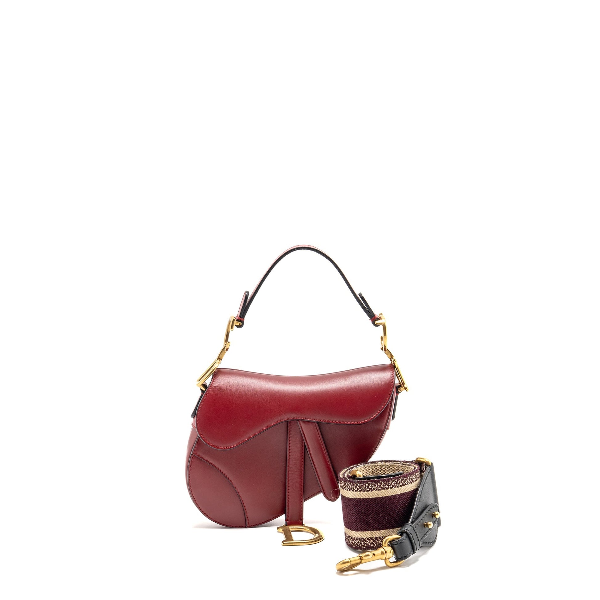 Dior Saddle Purse Calfskin Handbag Red Mini Travel Bag