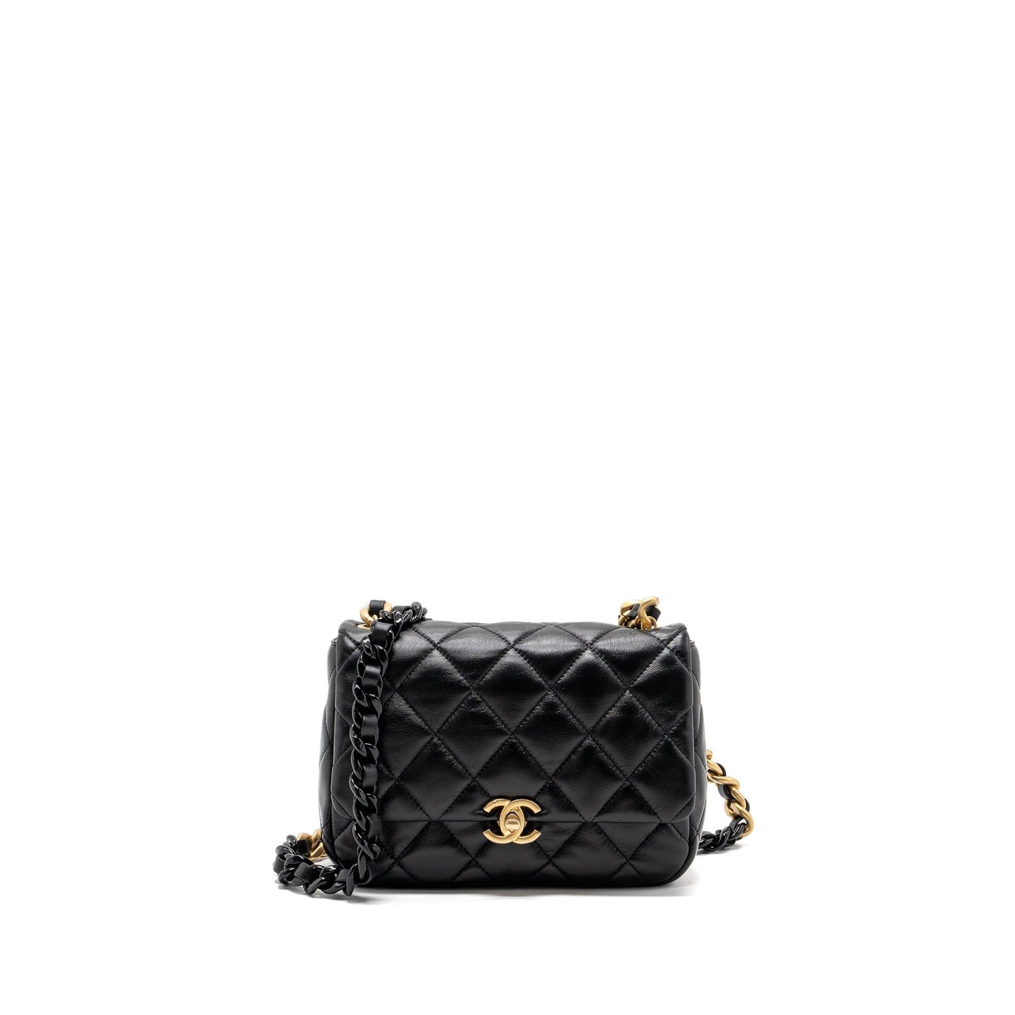 Chanel Quilted Flap Giant Lambskin Hardware microchip Black Gold Shoulder Bag