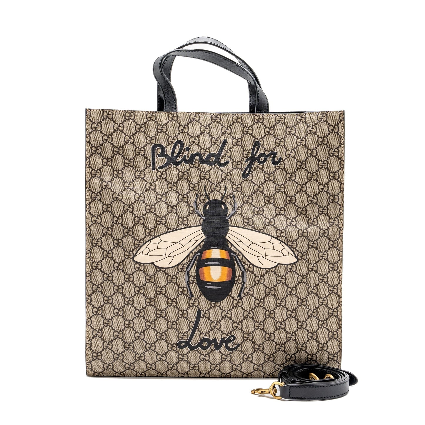 Gucci Blind For Love Tote Bag Supreme Multicolour Canvas Black