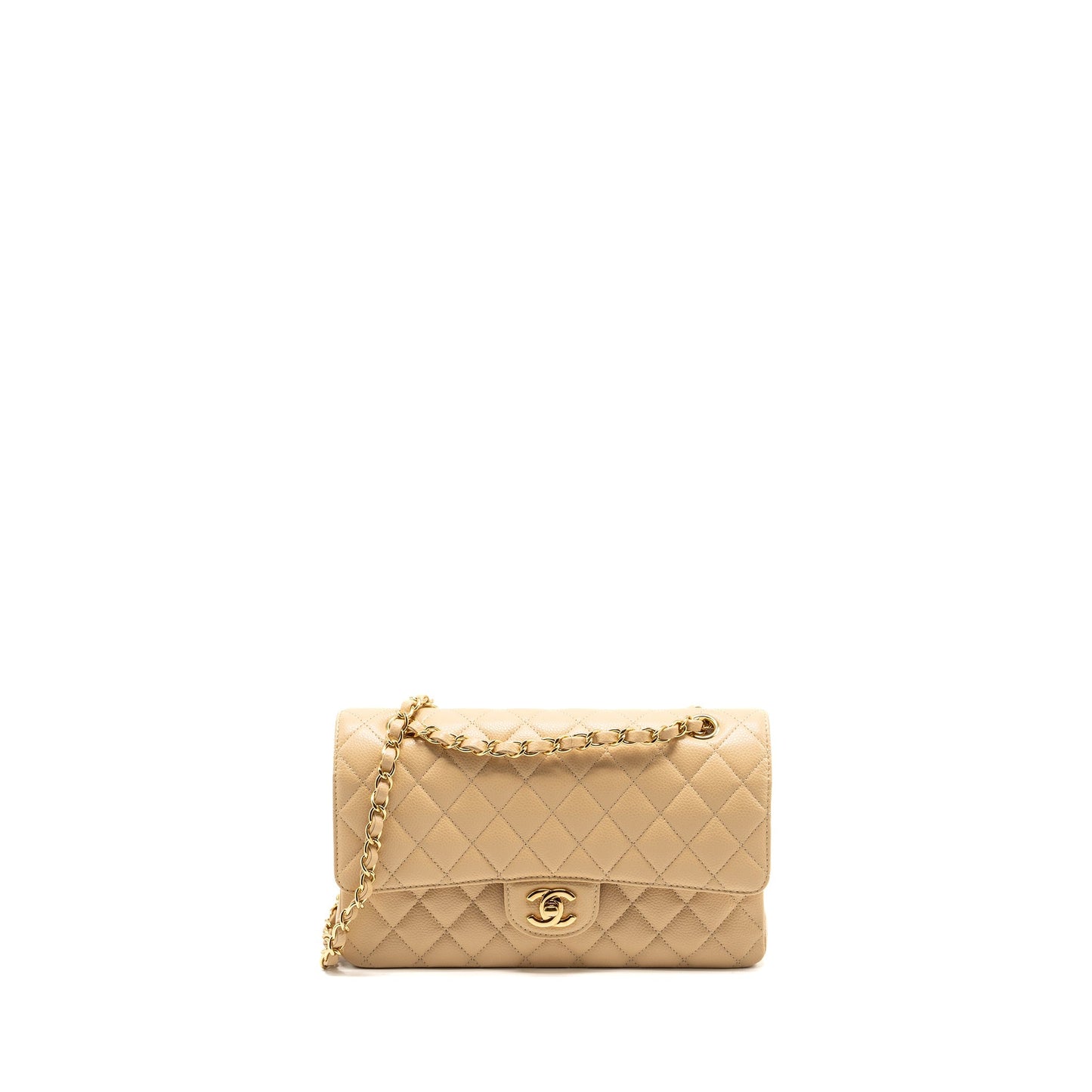 Chanel Classic Double Flap Caviar GHW Beige Shoulder Bag Ghw 3