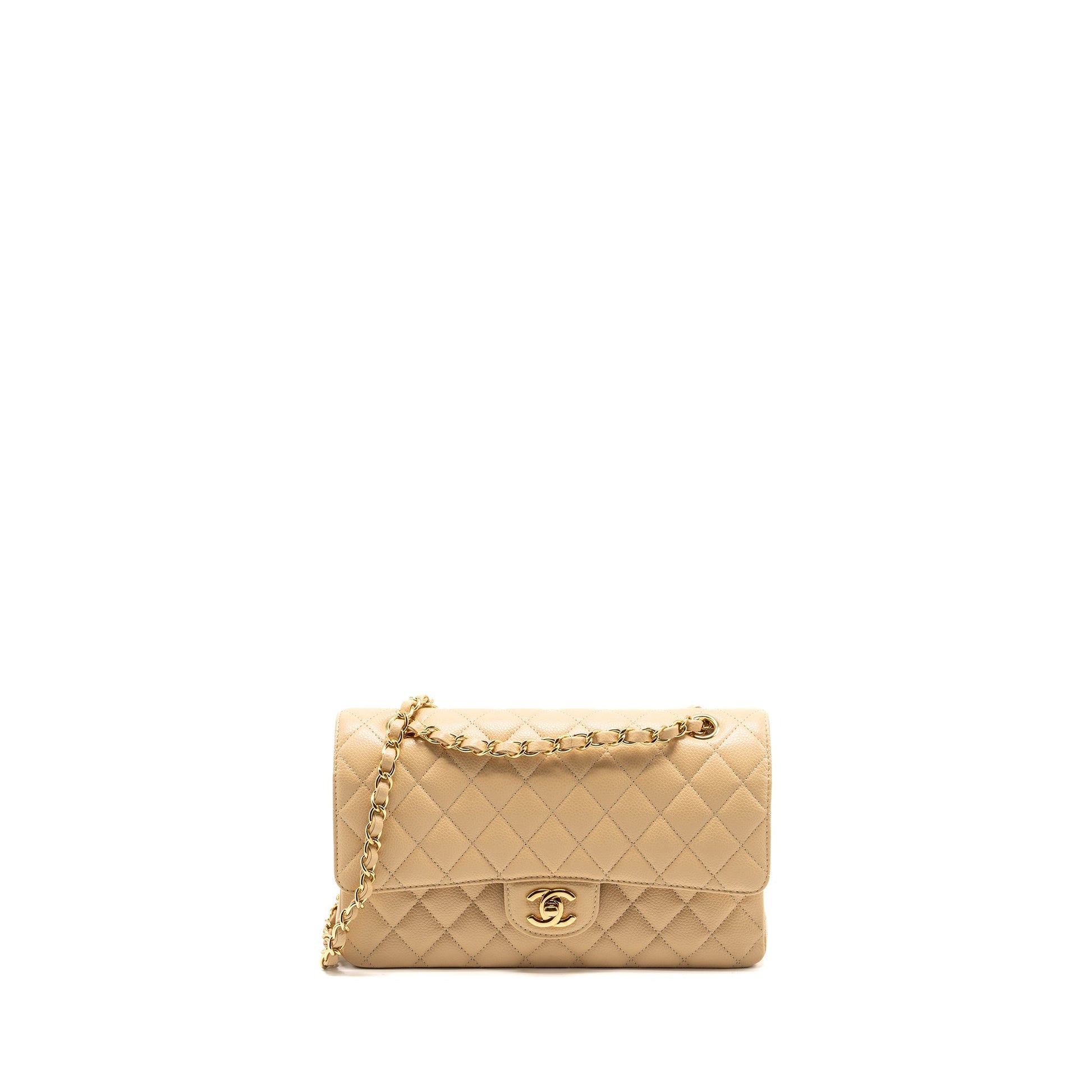 Chanel Classic Double Flap Caviar GHW Beige Shoulder Bag Ghw 3