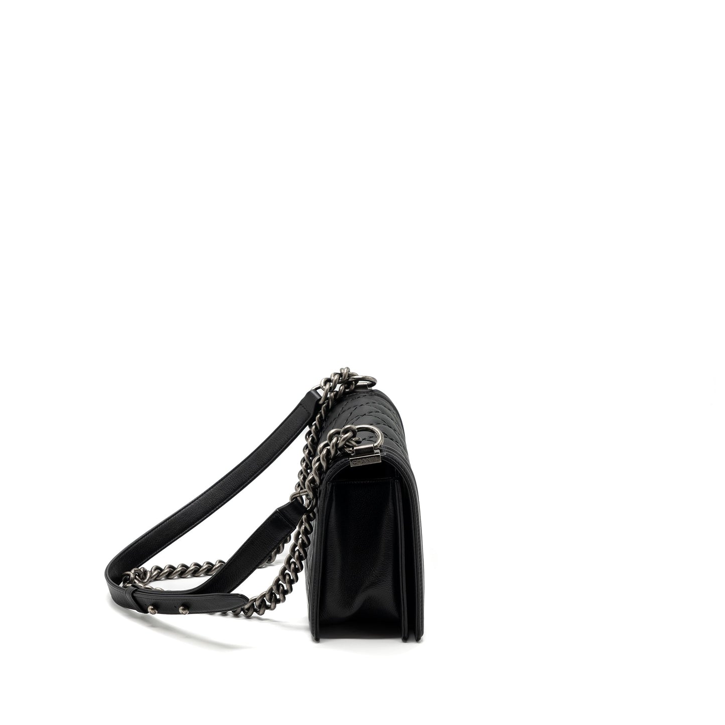 Chanel boy calfskin ruthenium hardware Black Handbag Ruthenium Shw