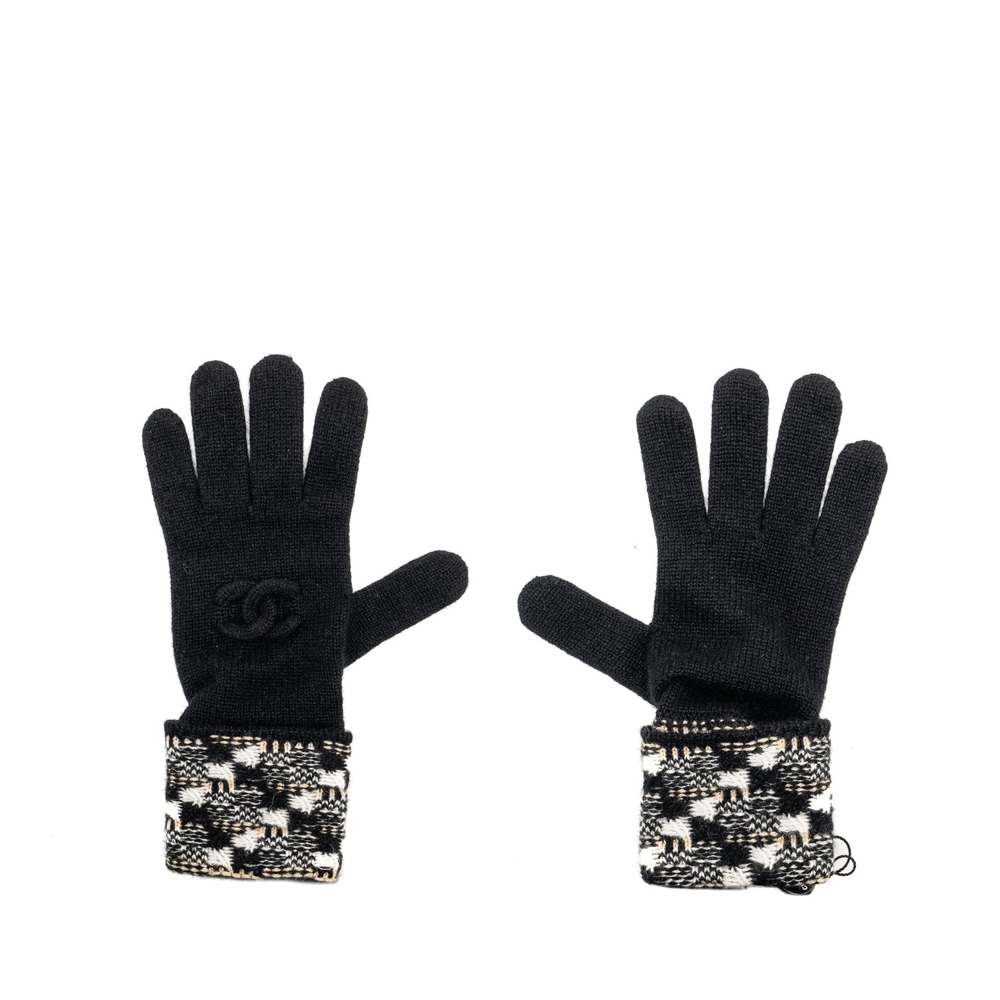Chanel CC Logo Gloves Cashmere Viscose Multicolour Black Handbag