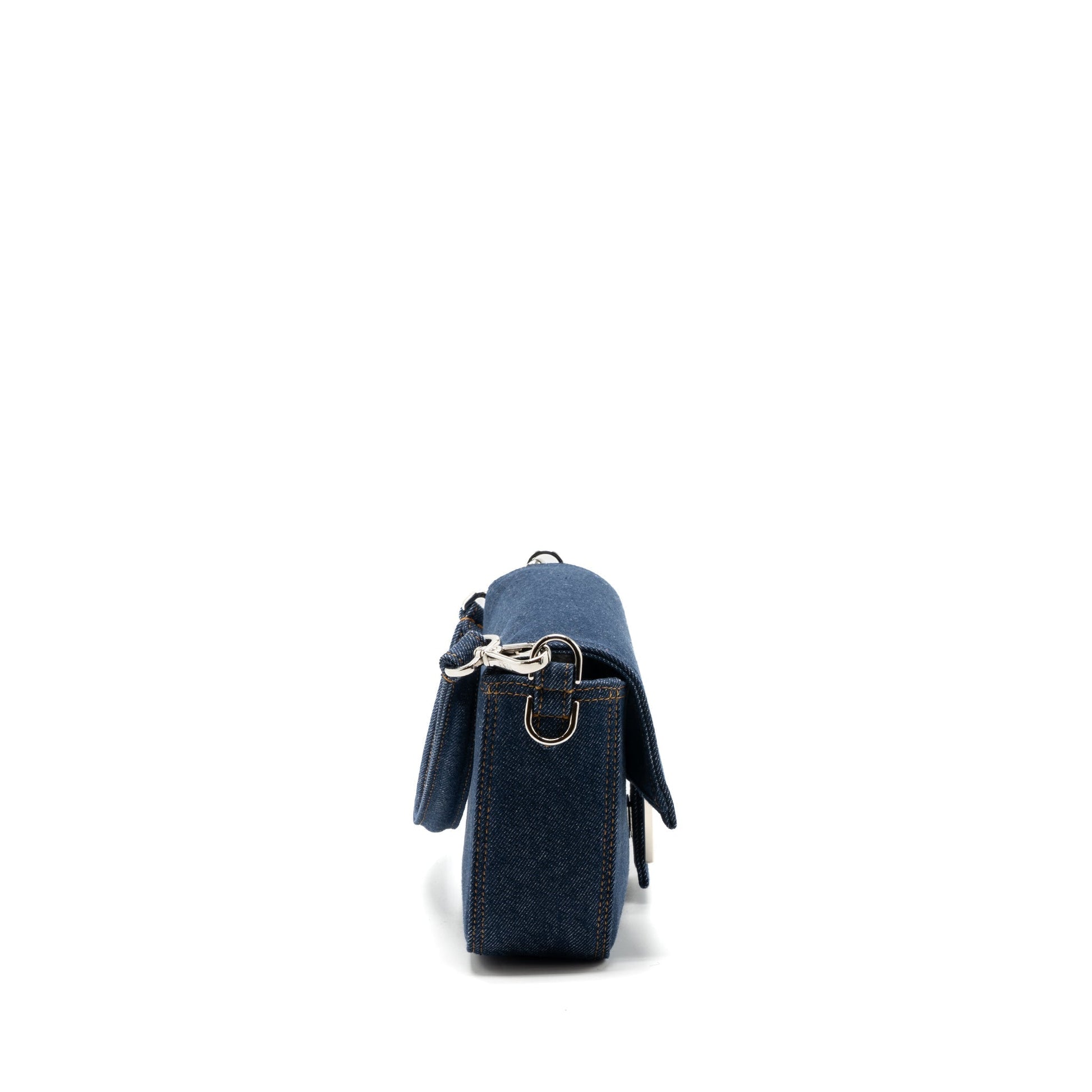 Fendi Baguette Handbag Denim Blue Shoulder Bag