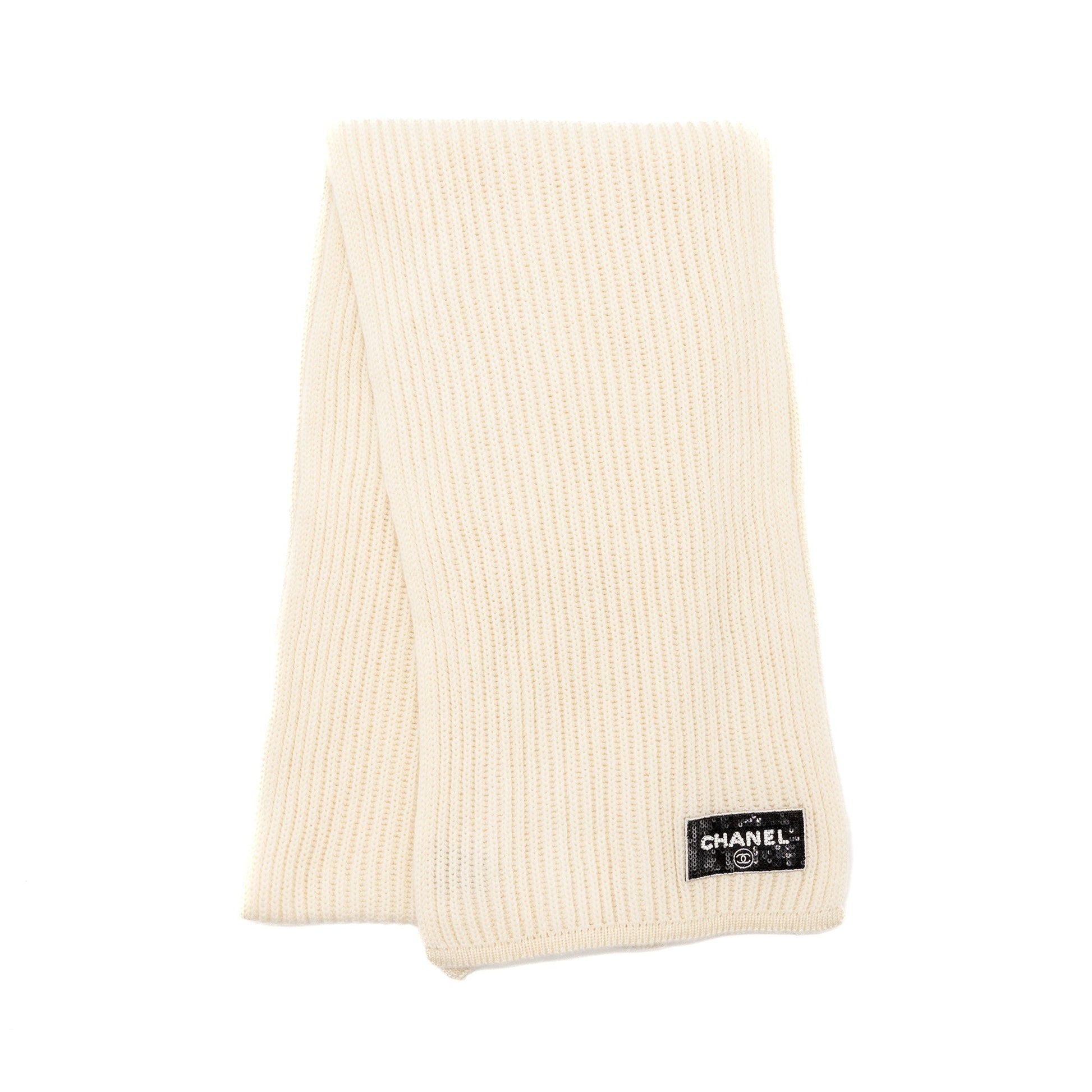 Chanel 23K Letter cashmere scarf Ivory