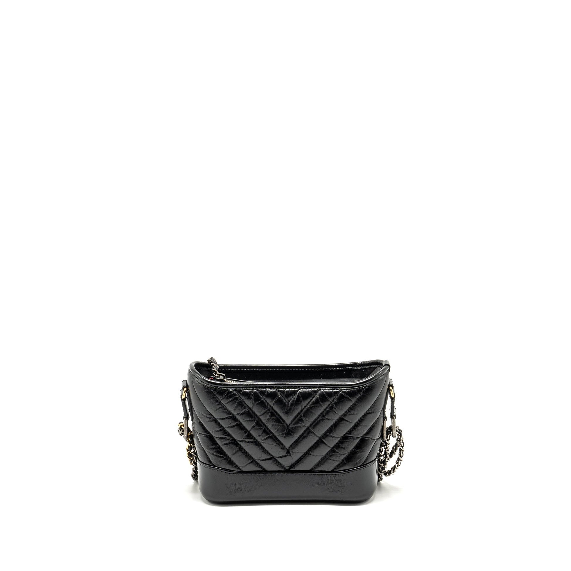 Chanel chevron gabrielle hobo calfskin hardware Multicolor Multicolour Black Small Shoulder Bag