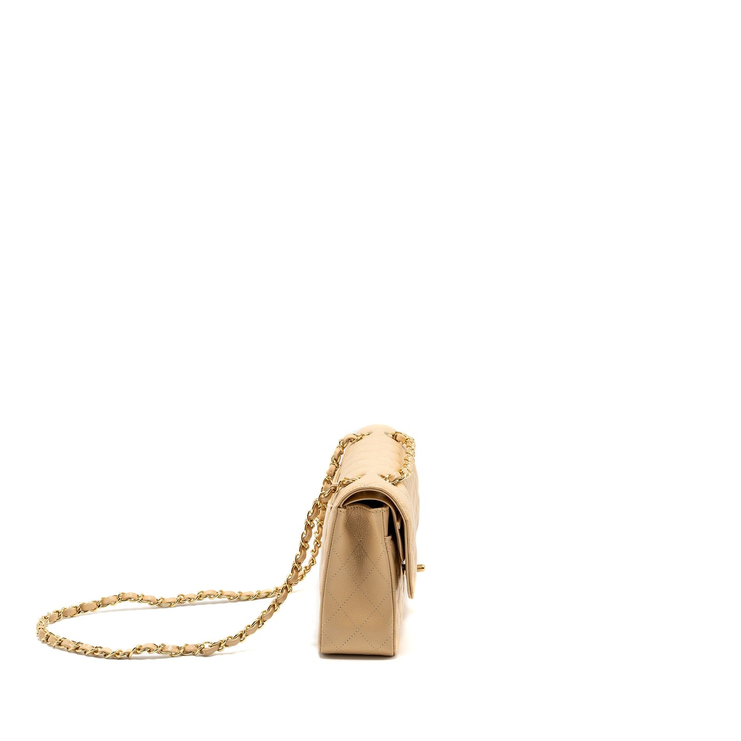 Chanel Classic Double Flap Caviar GHW Beige Shoulder Bag Ghw 3