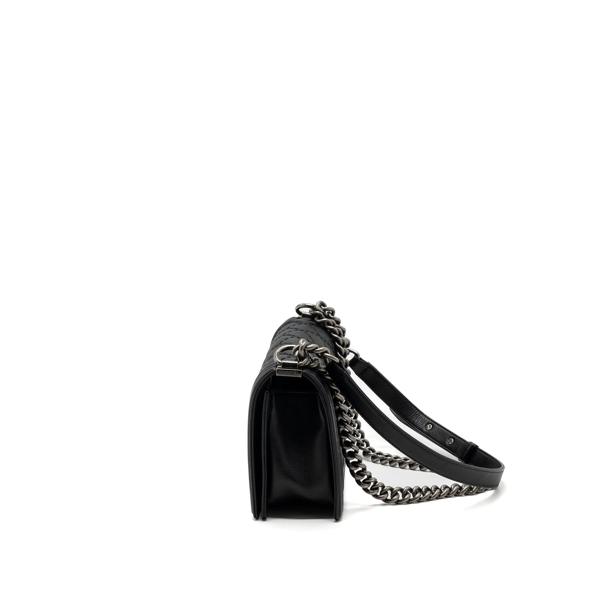 Chanel boy calfskin ruthenium hardware Black Handbag Ruthenium Shw