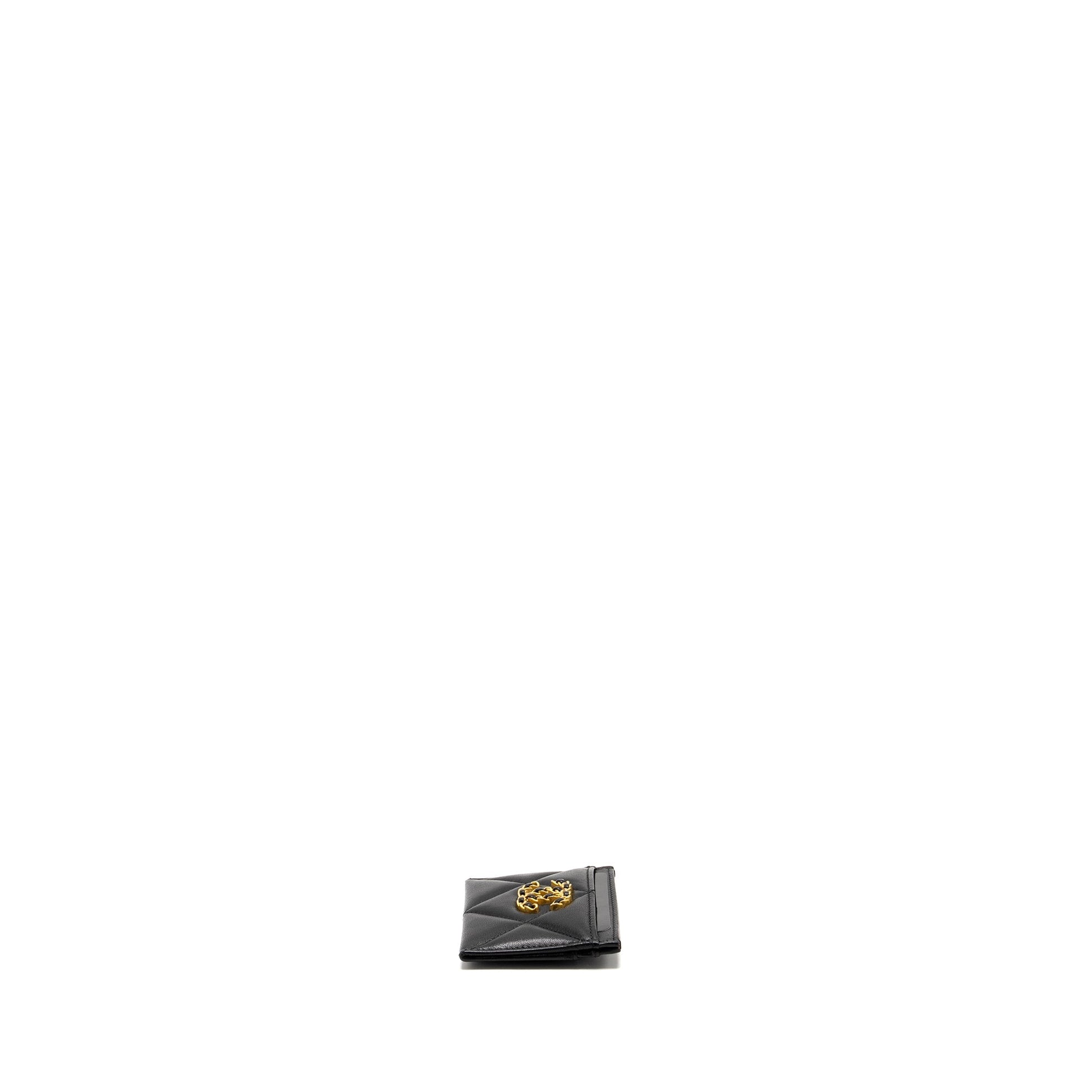 Chanel 19 Card Holder Lambskin GHW Microchip Black Wallet Case