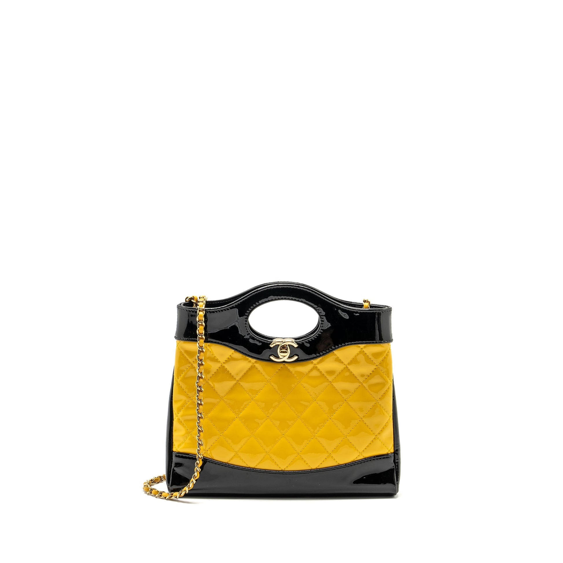 Chanel 31 Patent Yellow LGHW Microchip Black Mini Bag