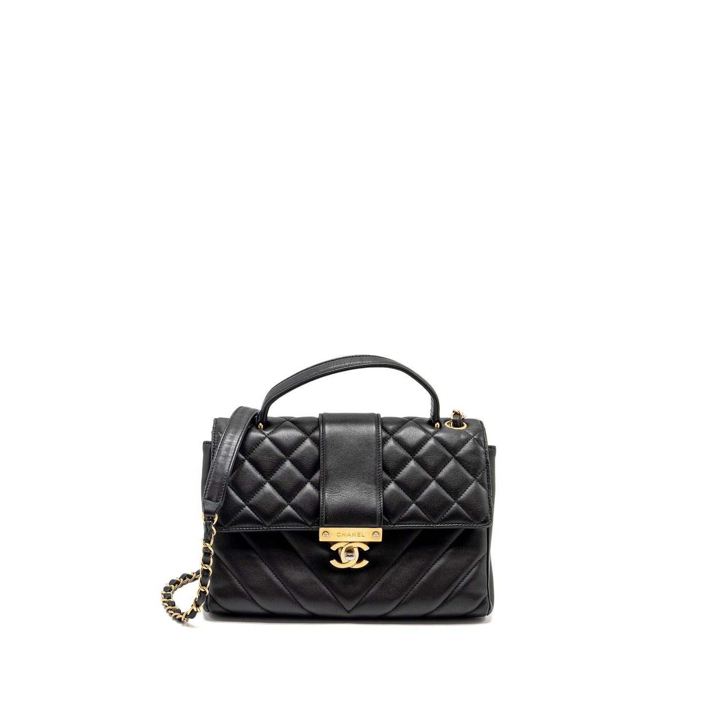 Chanel 19B City Top Handle Flap Quilted Black Shoulder Bag