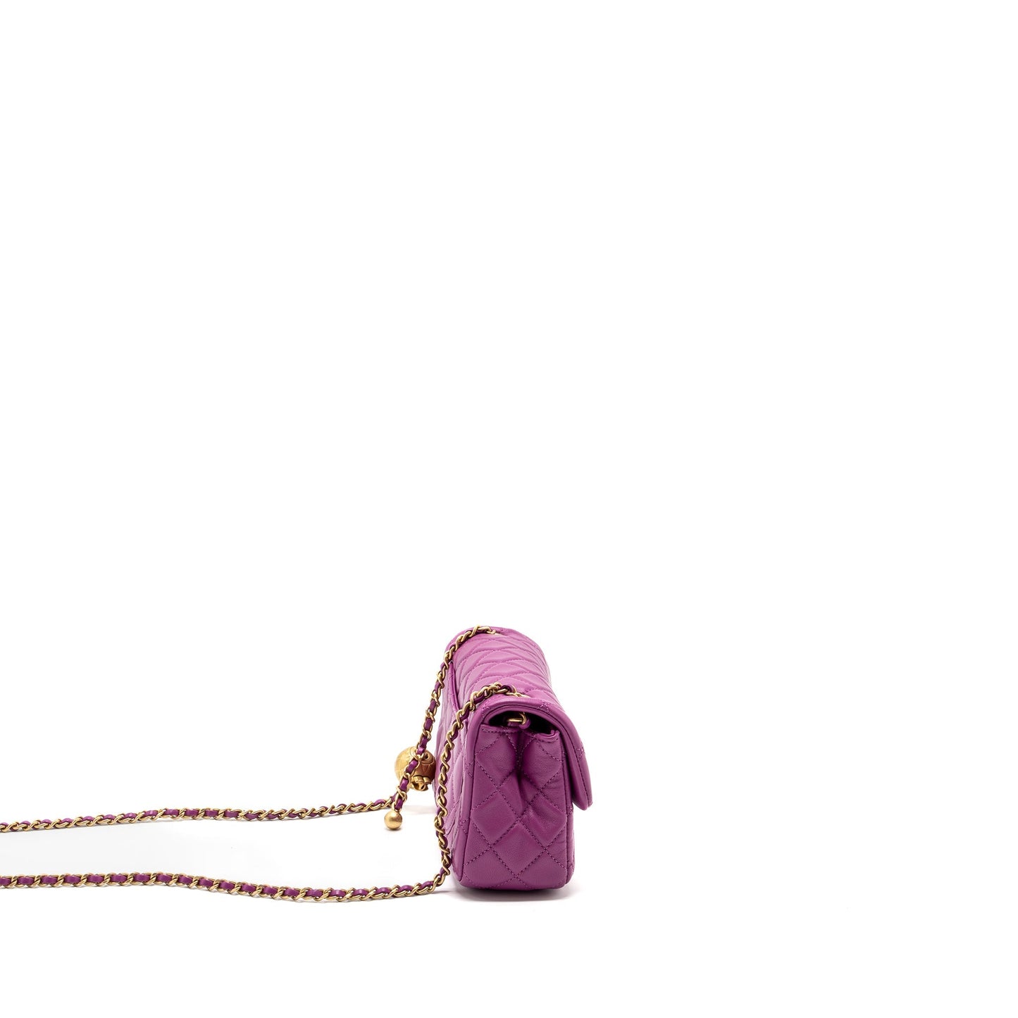 Chanel pearl crush rectangular flap lambskin purple Shoulder Bag