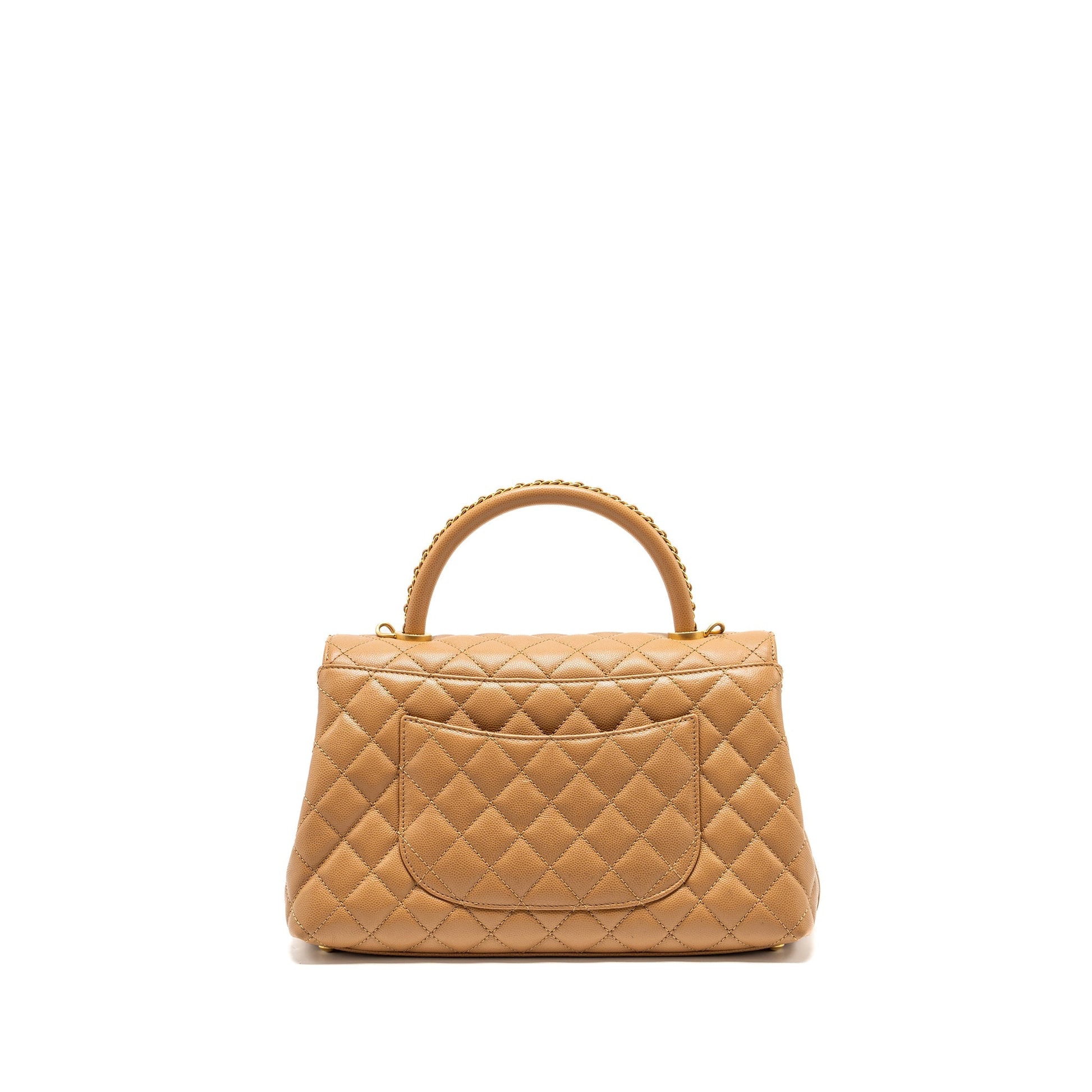 Chanel Coco Handle Caviar Dark GHW microchip Beige Handbag