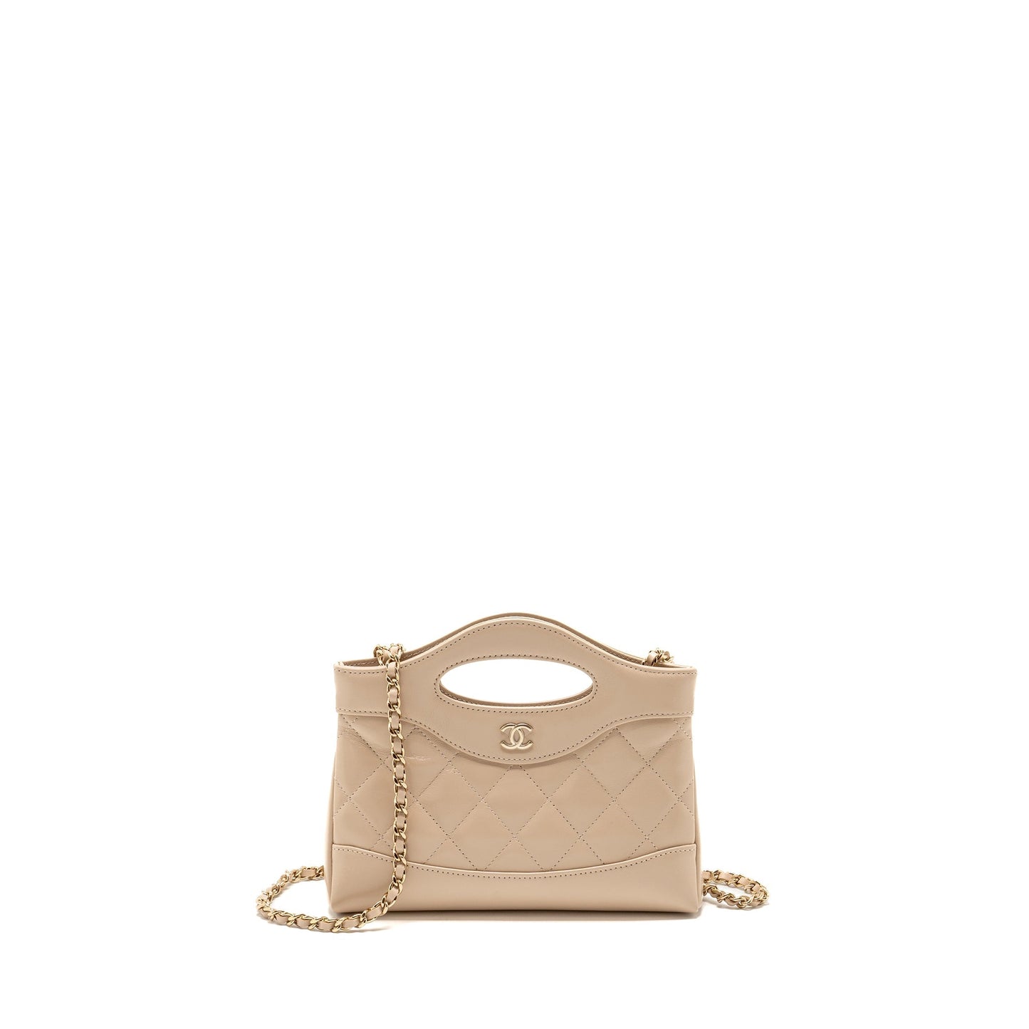 Chanel 31 shiny lambskin light LGHW microchip Beige Clutch Bag