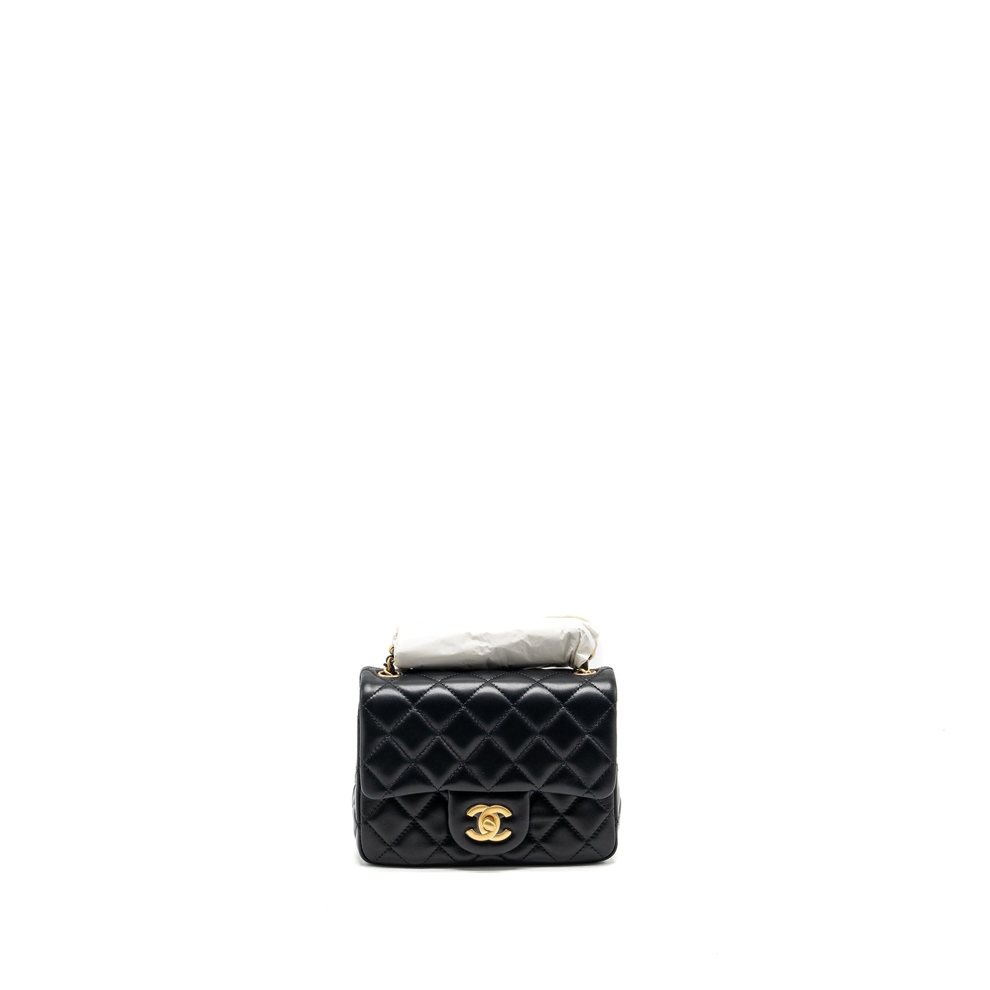 Chanel pearl crush square flap lambskin GHW Black Shoulder Bag Ghw Microchip