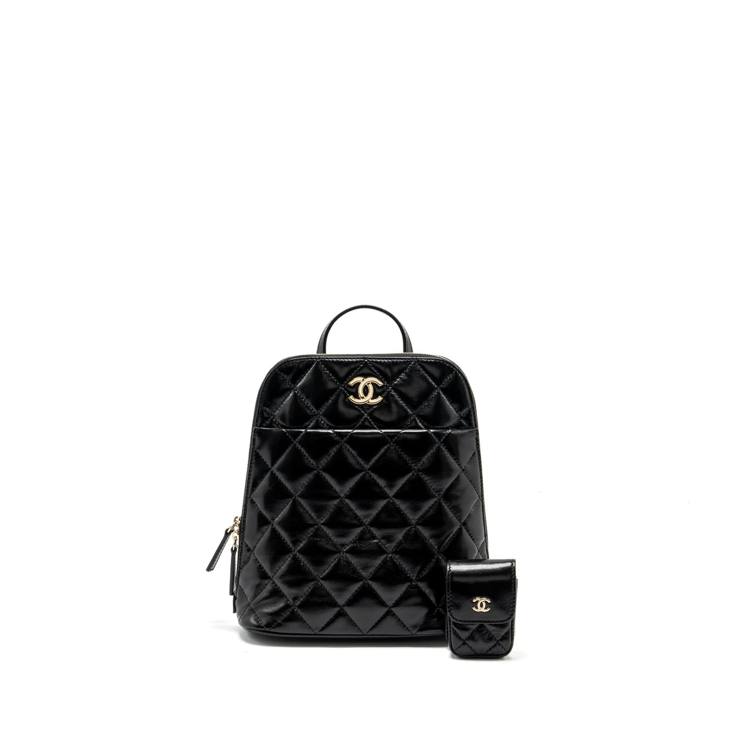 Chanel 22A Backpack Patent LGHW microchip Black Black Lghwmicrochip
