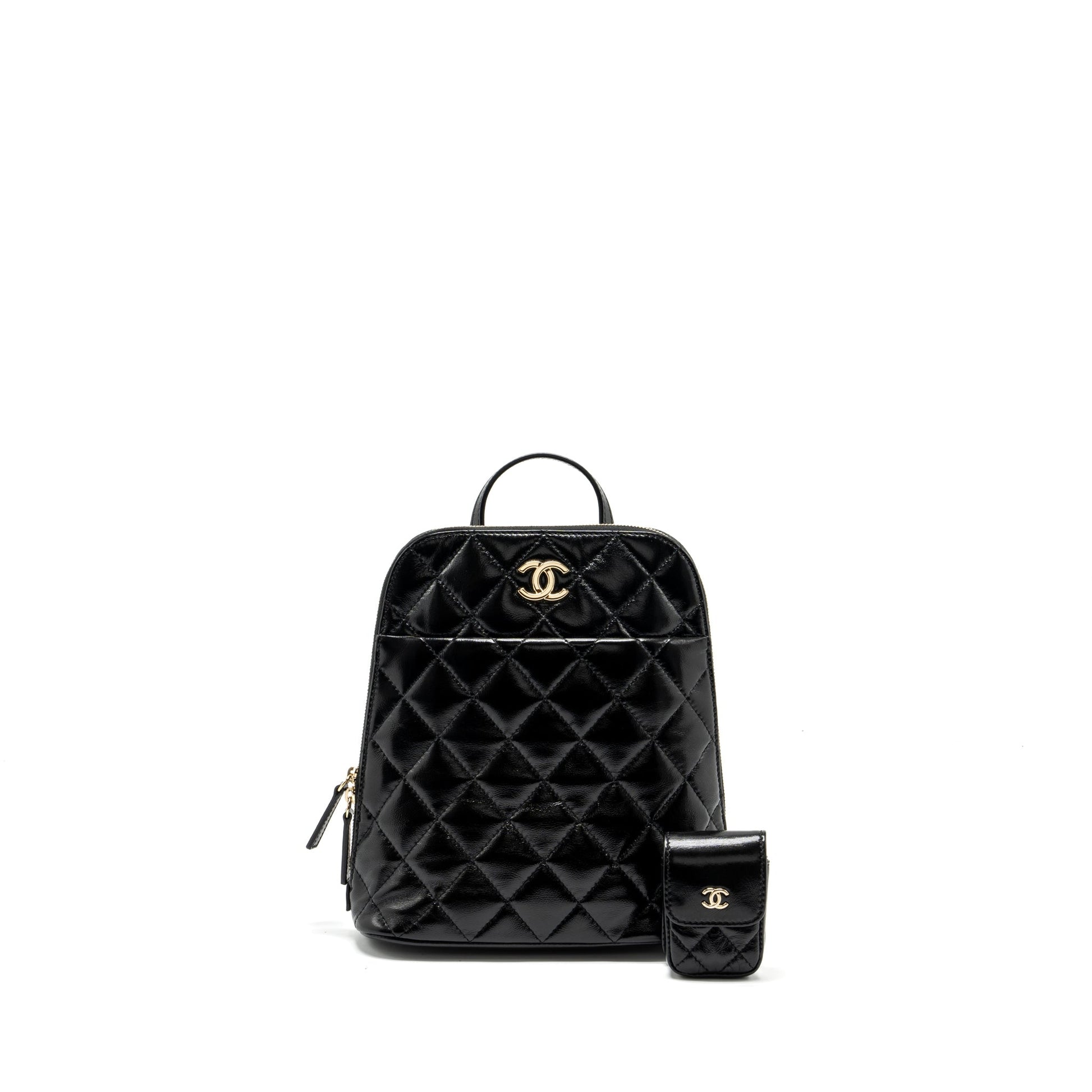 Chanel 22A Backpack Patent LGHW microchip Black Black Lghwmicrochip