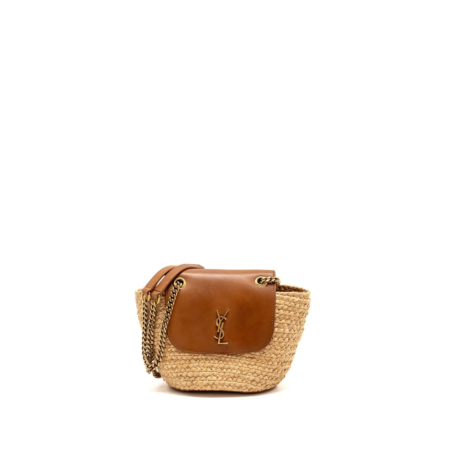 YSL Saint Laurent Saint Laurent Mini Basket Purse Calfskin Travel Leather Raffia Travel Bag