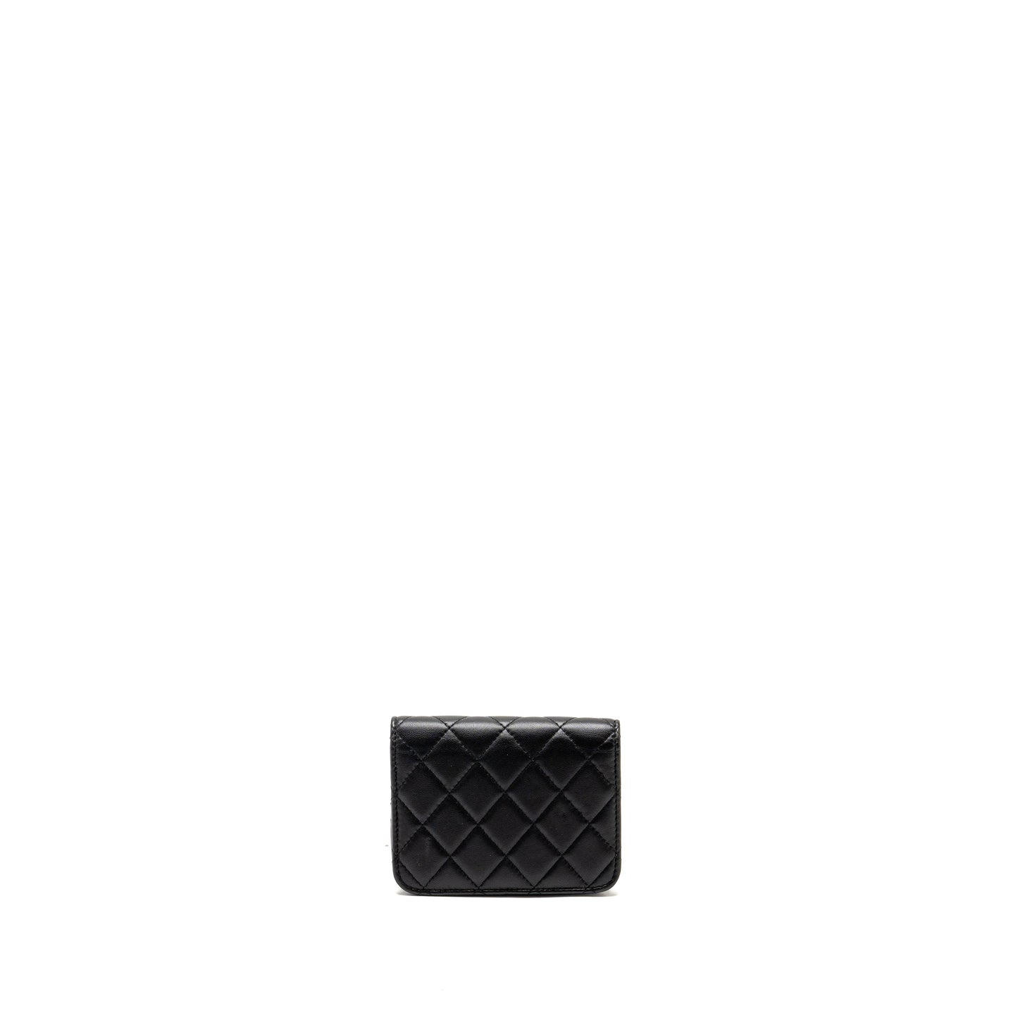 Chanel Zirconium Flap Card Holder Lambskin GHW Black Wallet Case