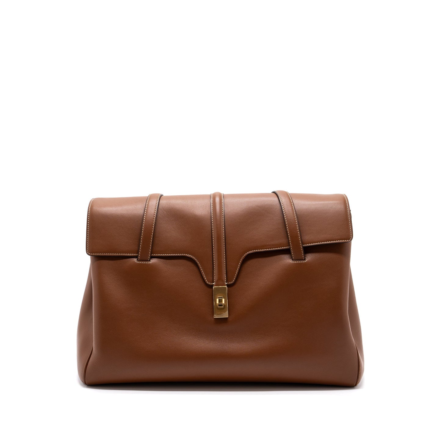 Celine Soft Purse Smooth Calfskin Handbag Tan Large Travel Bag