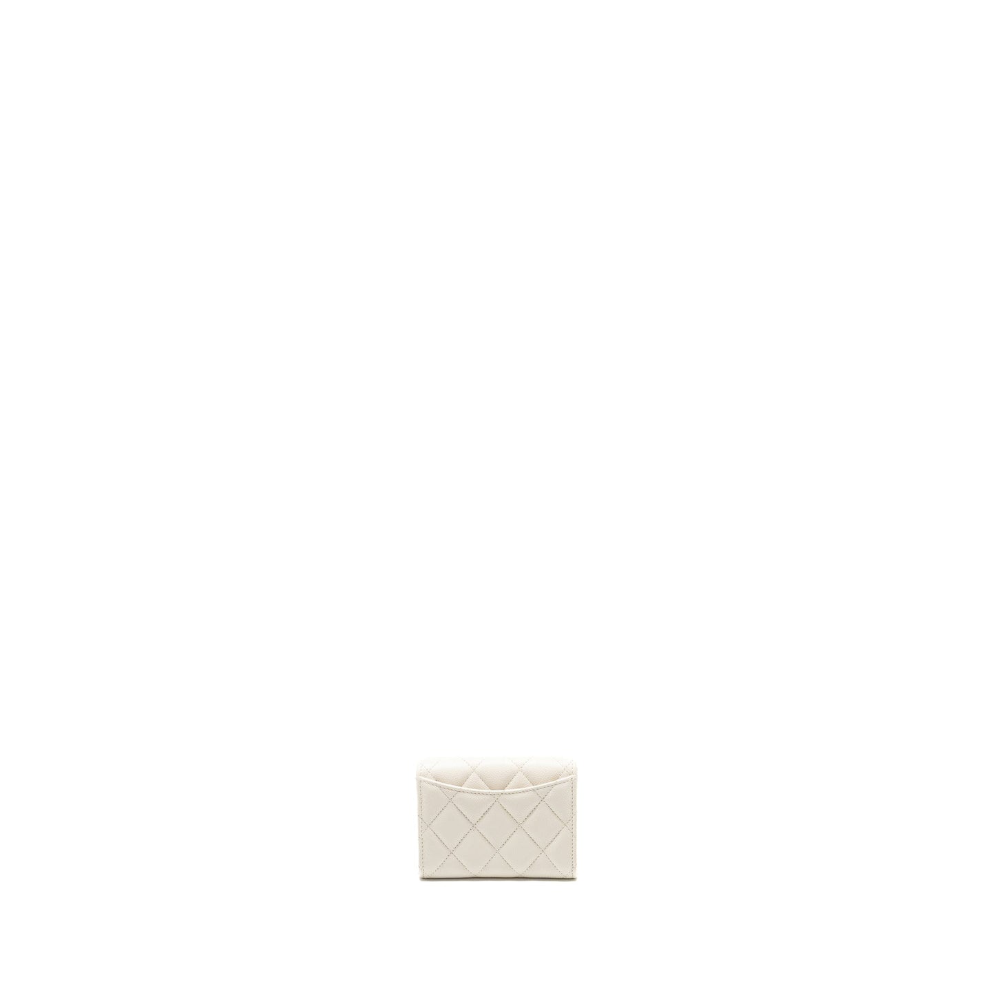 Chanel Classic Flap Card Holder Caviar LGHW White Wallet Case