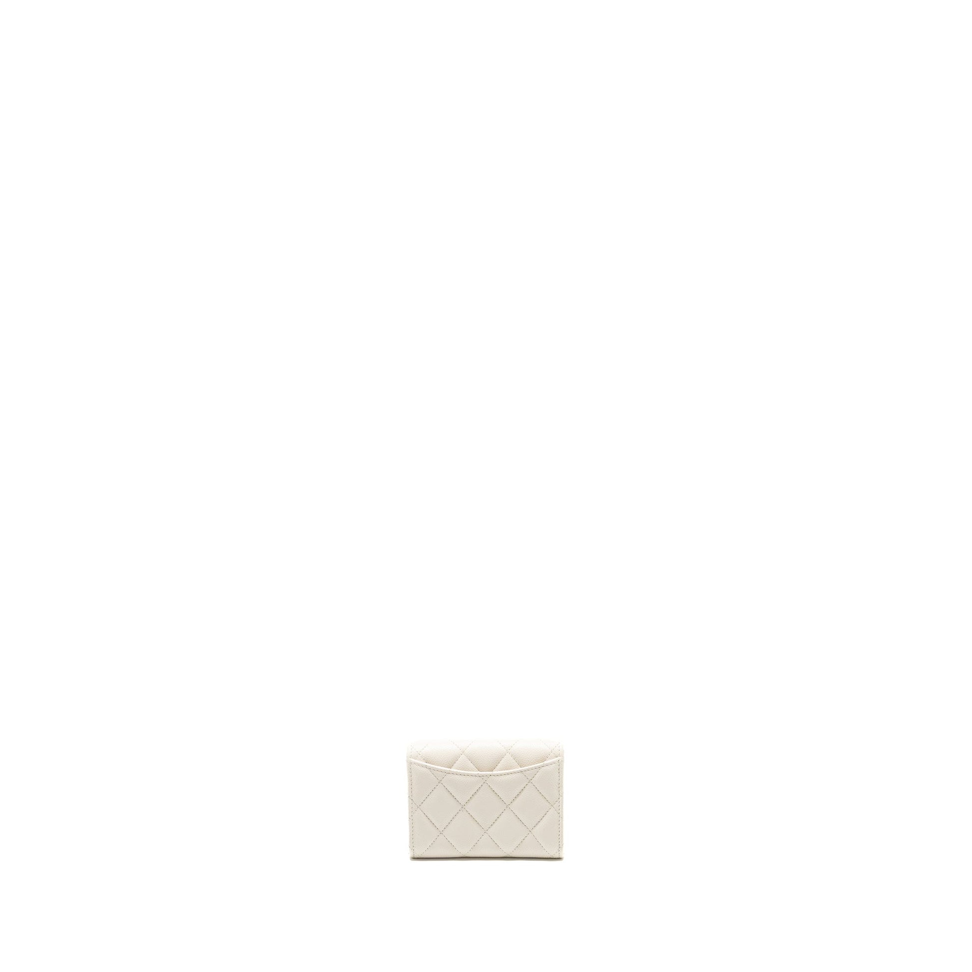 Chanel Classic Flap Card Holder Caviar LGHW White Wallet Case
