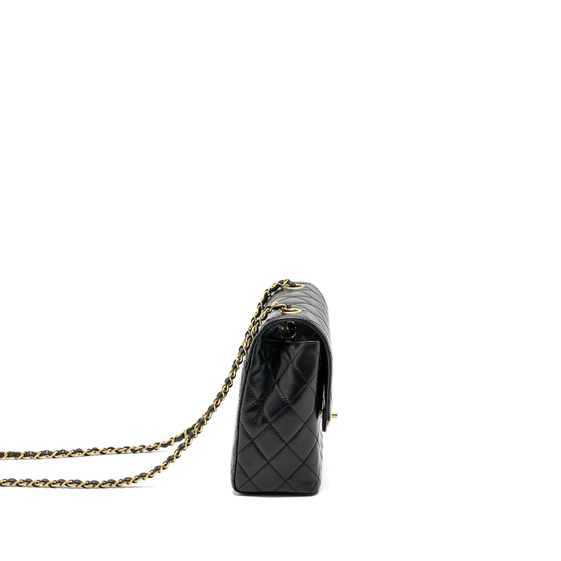 Chanel 22K retro new square flap goatskin Black Shoulder Bag