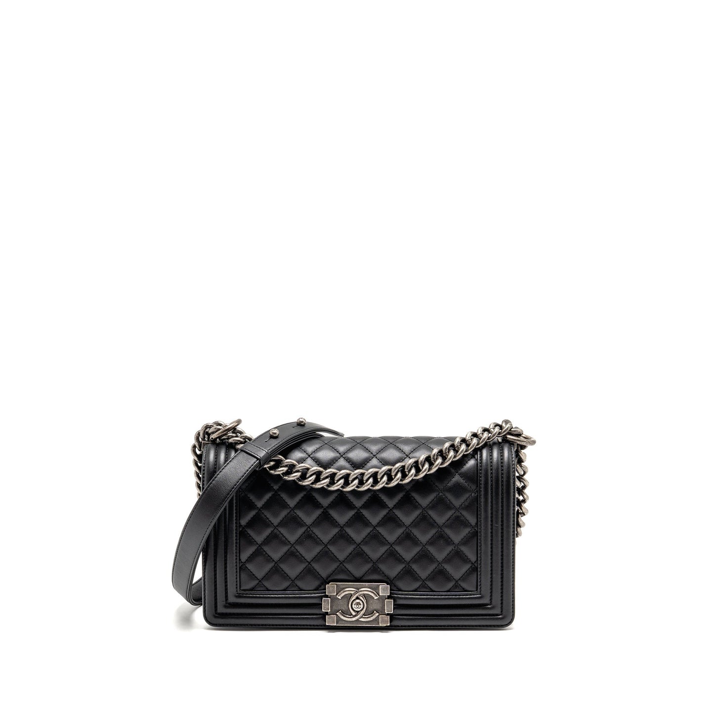Chanel Boy calfskin ruthenium SHW Black Handbag