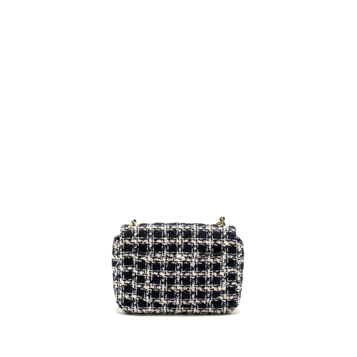 Chanel Flap Detailed Tweed LGHW Microchip Black White Shoulder Bag