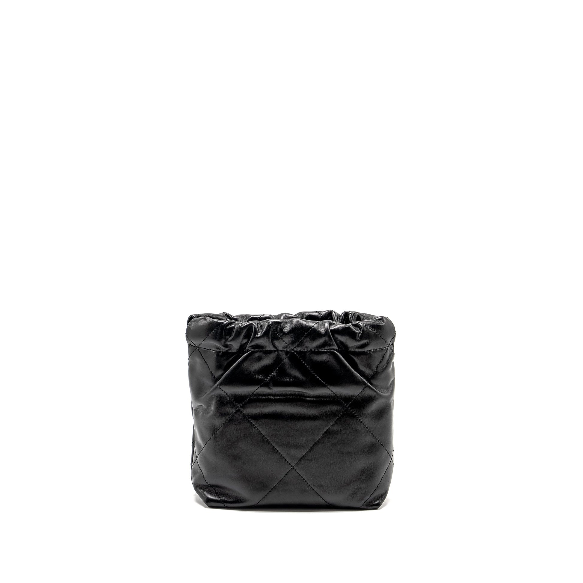 Chanel 23K 22 Shiny Calfskin GHW Microchip Black Mini Bag
