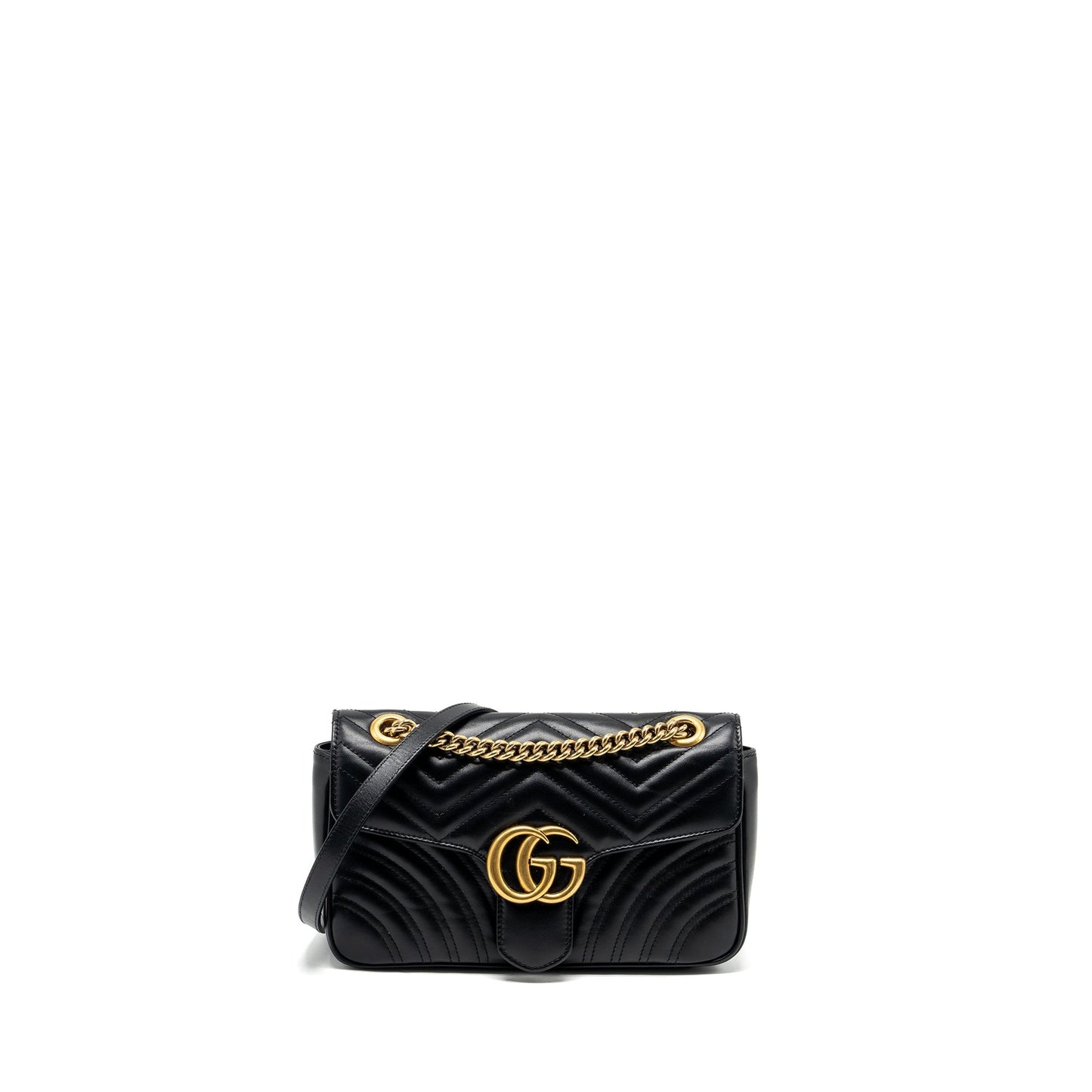 Gucci Marmont Shoulder Bag Calfskin Black Small Black Ghw