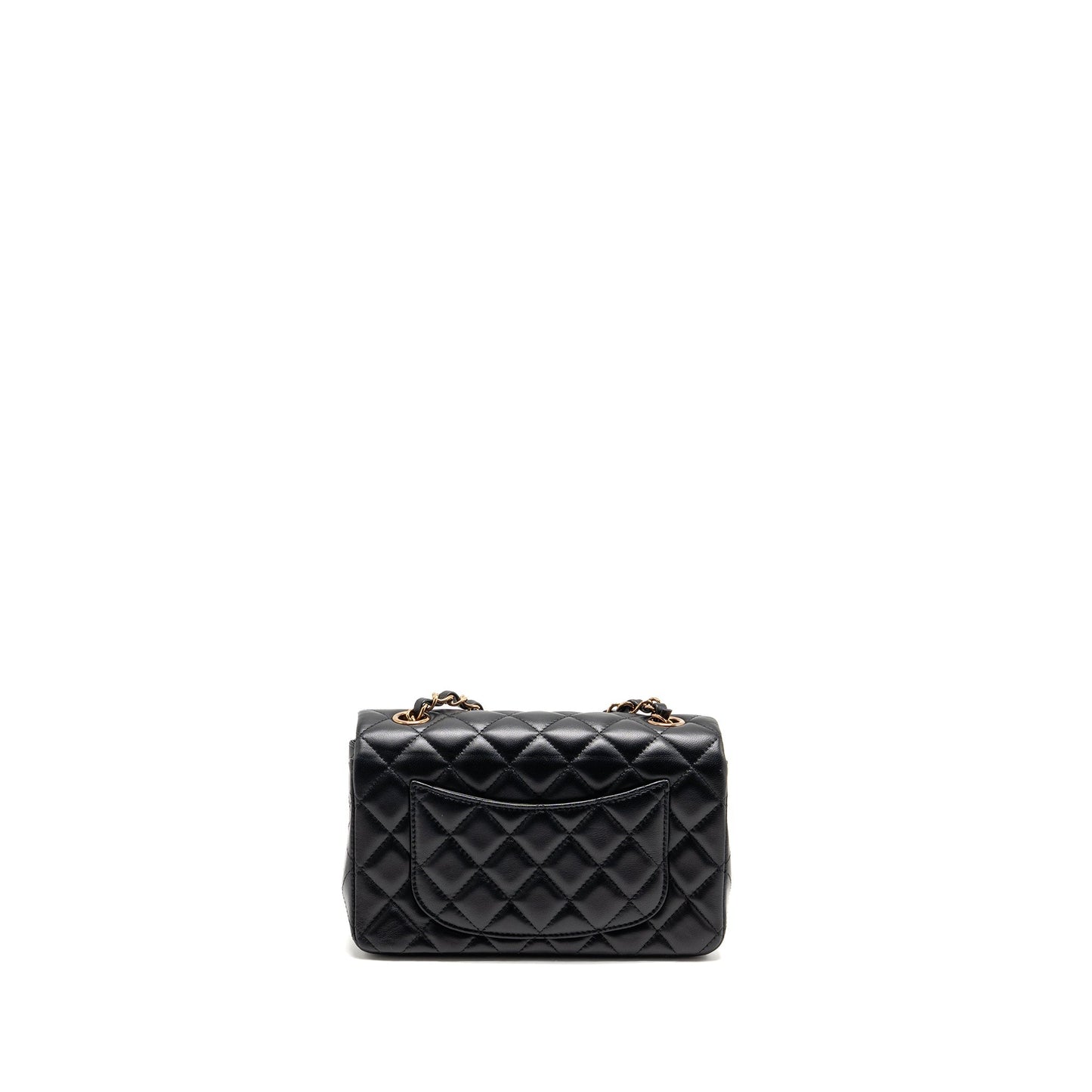 Chanel Rectangular Flap Lambskin RGHW Microchip Black Shoulder Bag