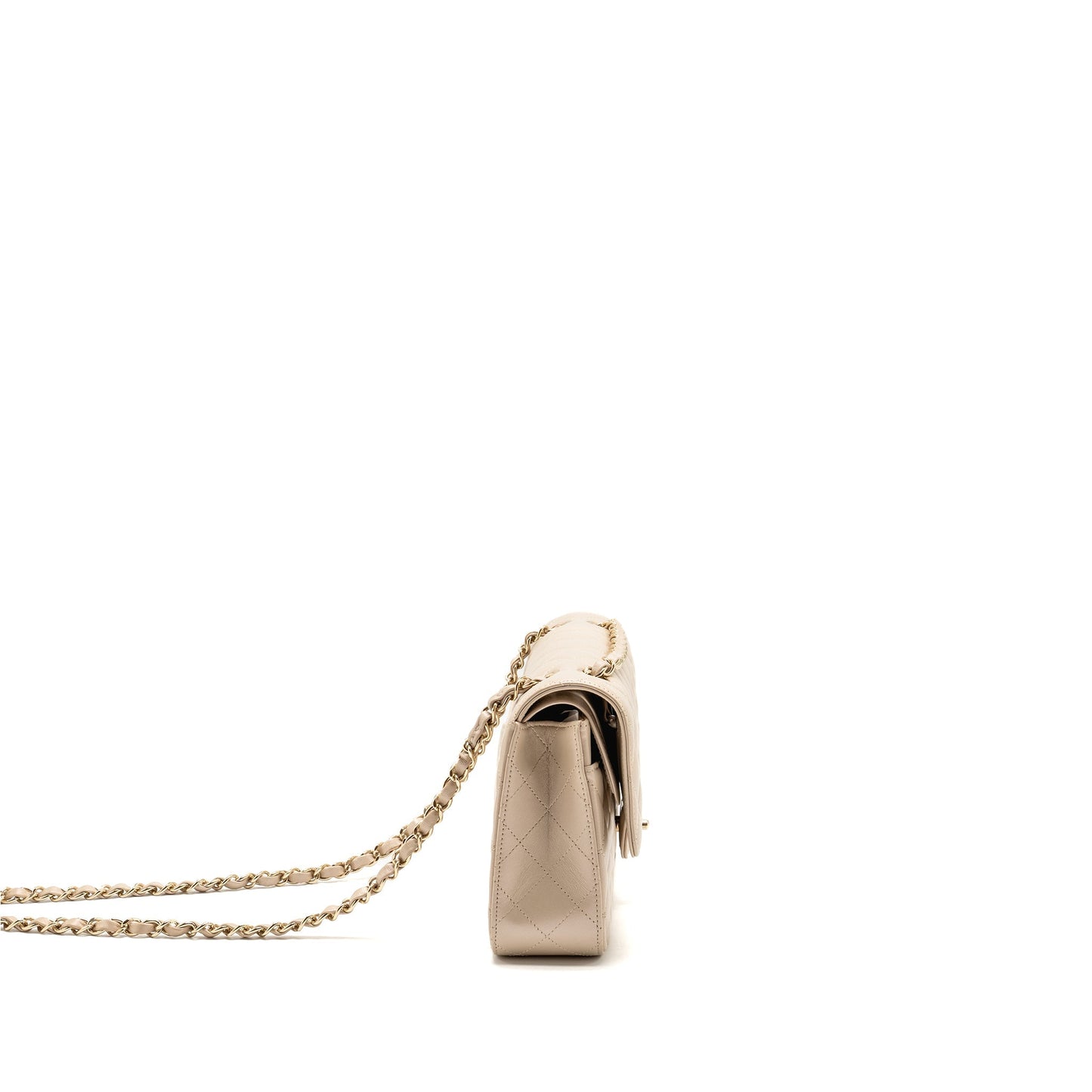 Chanel Classic Double Flap Lambskin Iridescent LGHW Ivory Shoulder Bag