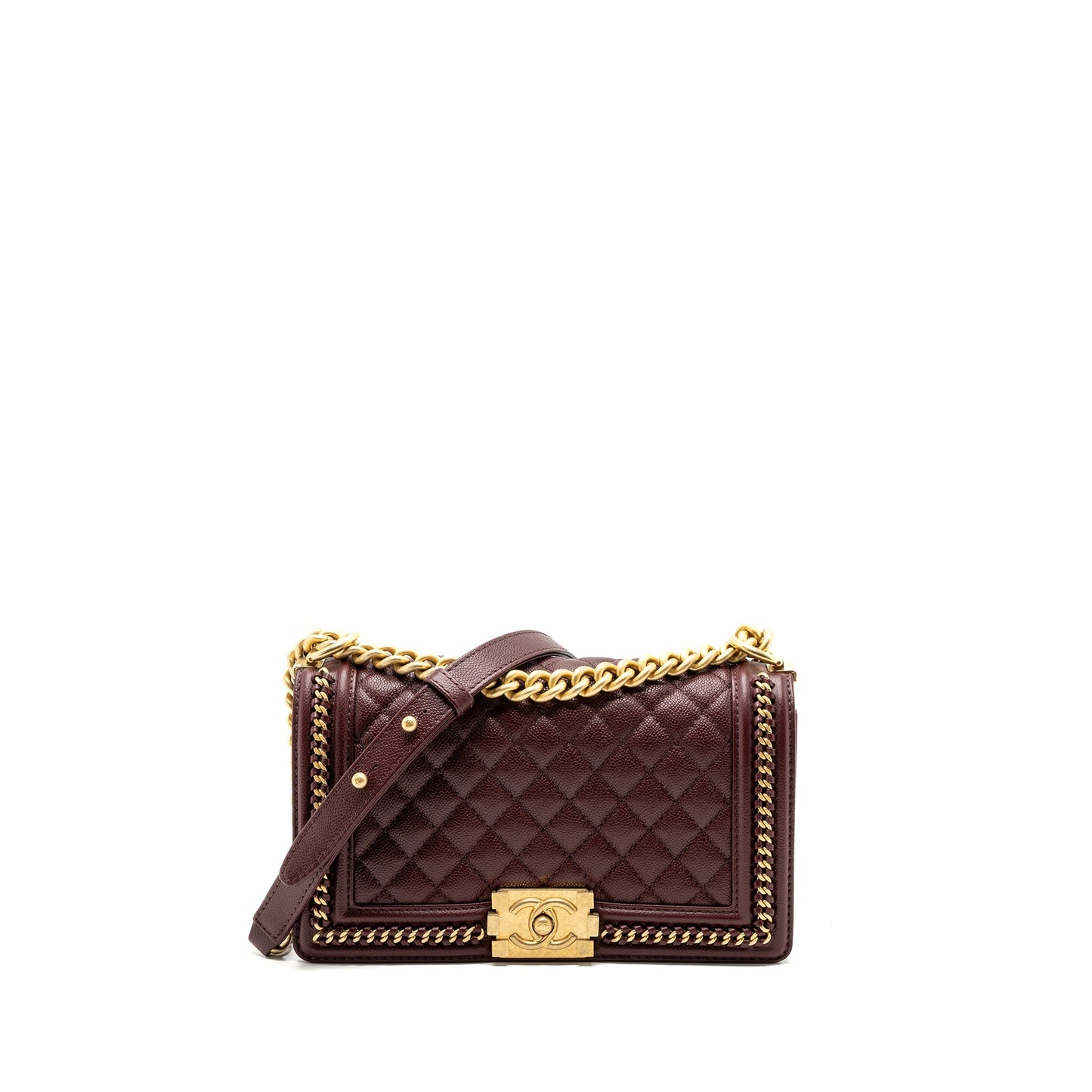 Chanel Boy Limited Edition Caviar Burgundy GHW Handbag