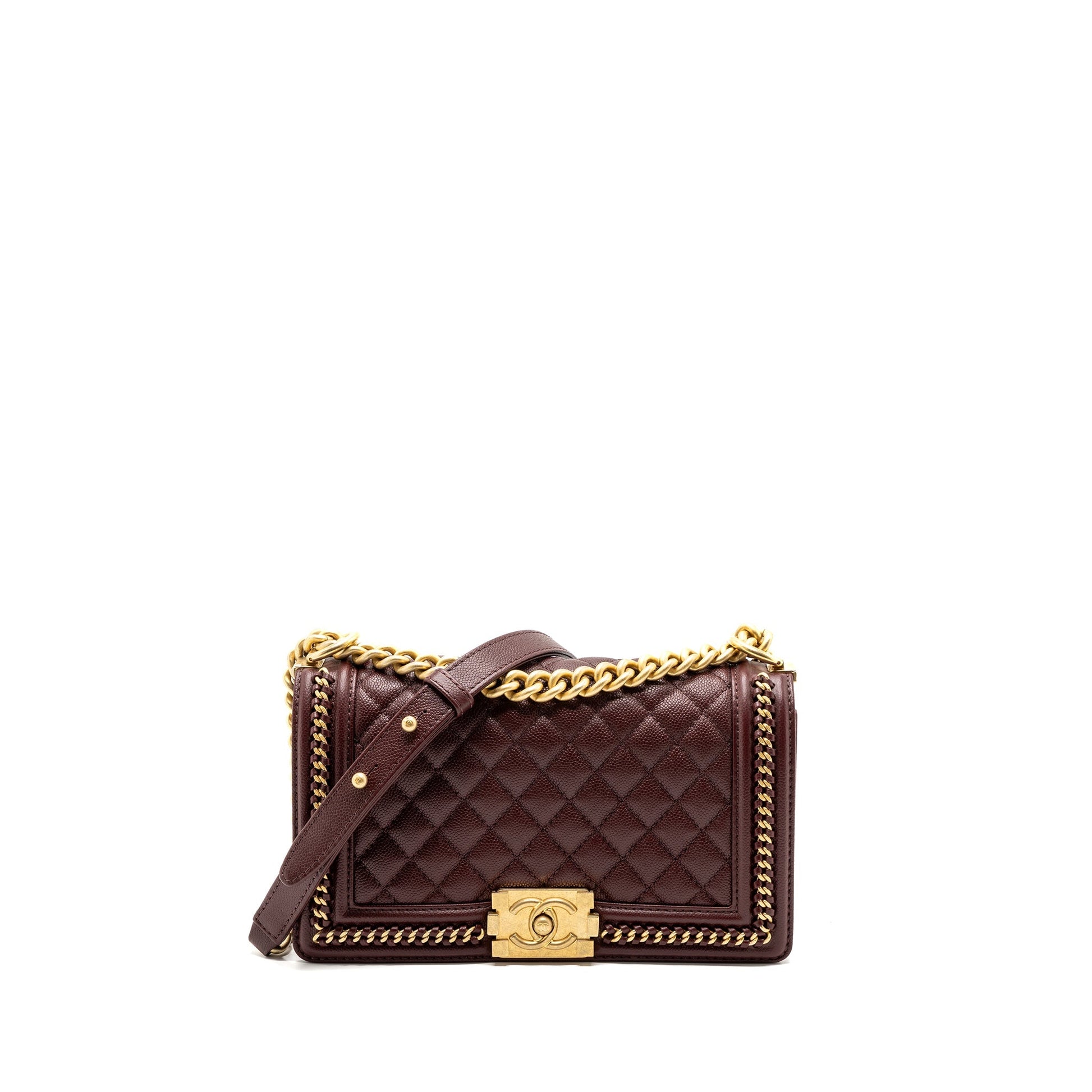 Chanel Boy Limited Edition Caviar Burgundy GHW Handbag