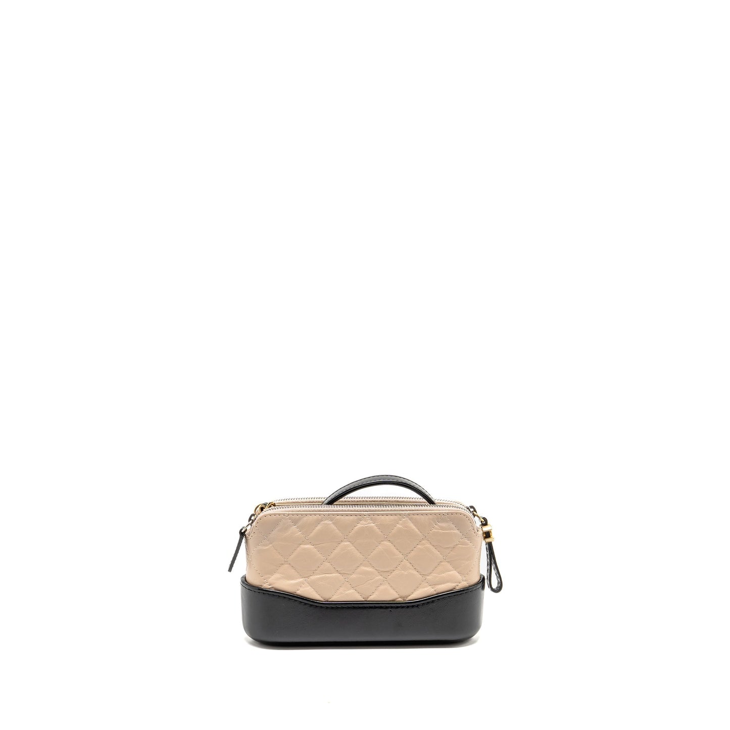 Chanel Gabrielle Double Zip on Aged Calfskin Multicolour Black Beige Clutch Bag