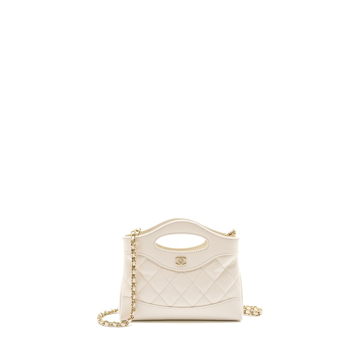 Chanel 31 Shiny Calfskin LGHW Microchip White Clutch Bag Microchip 1