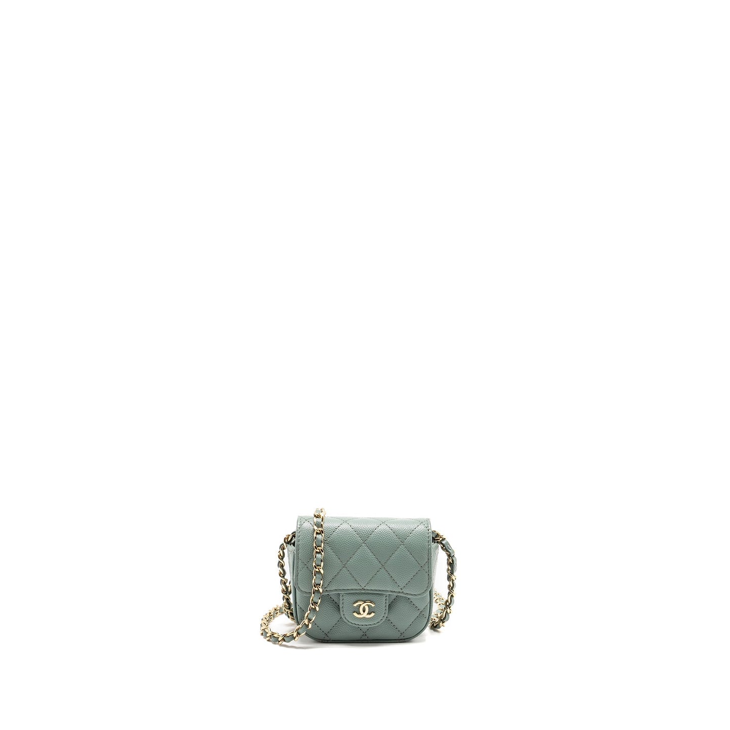 Chanel Flap Vanity Caviar Light LGHW Green Mini Bag