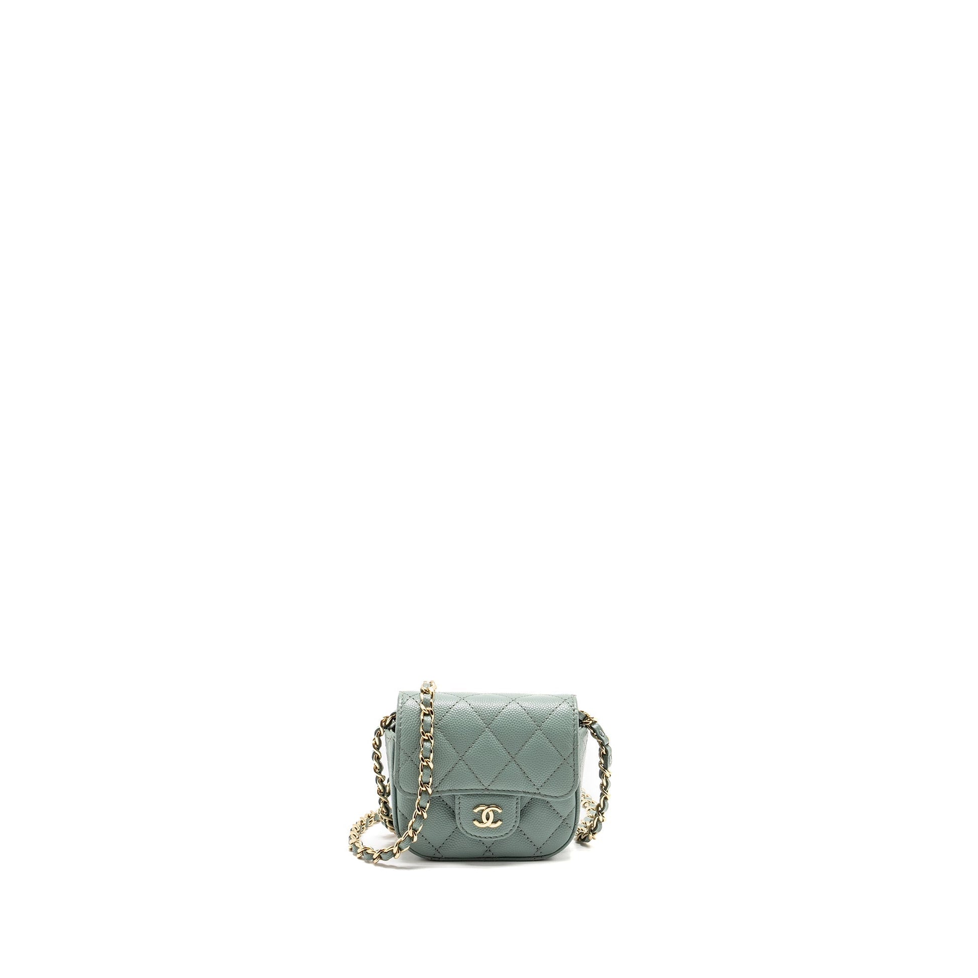 Chanel Flap Vanity Caviar Light LGHW Green Mini Bag