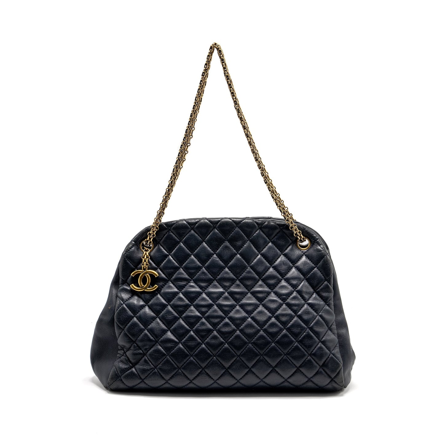 Chanel Just Mademoiselle Bowling Lambskin Dark GHW Blue Handbag