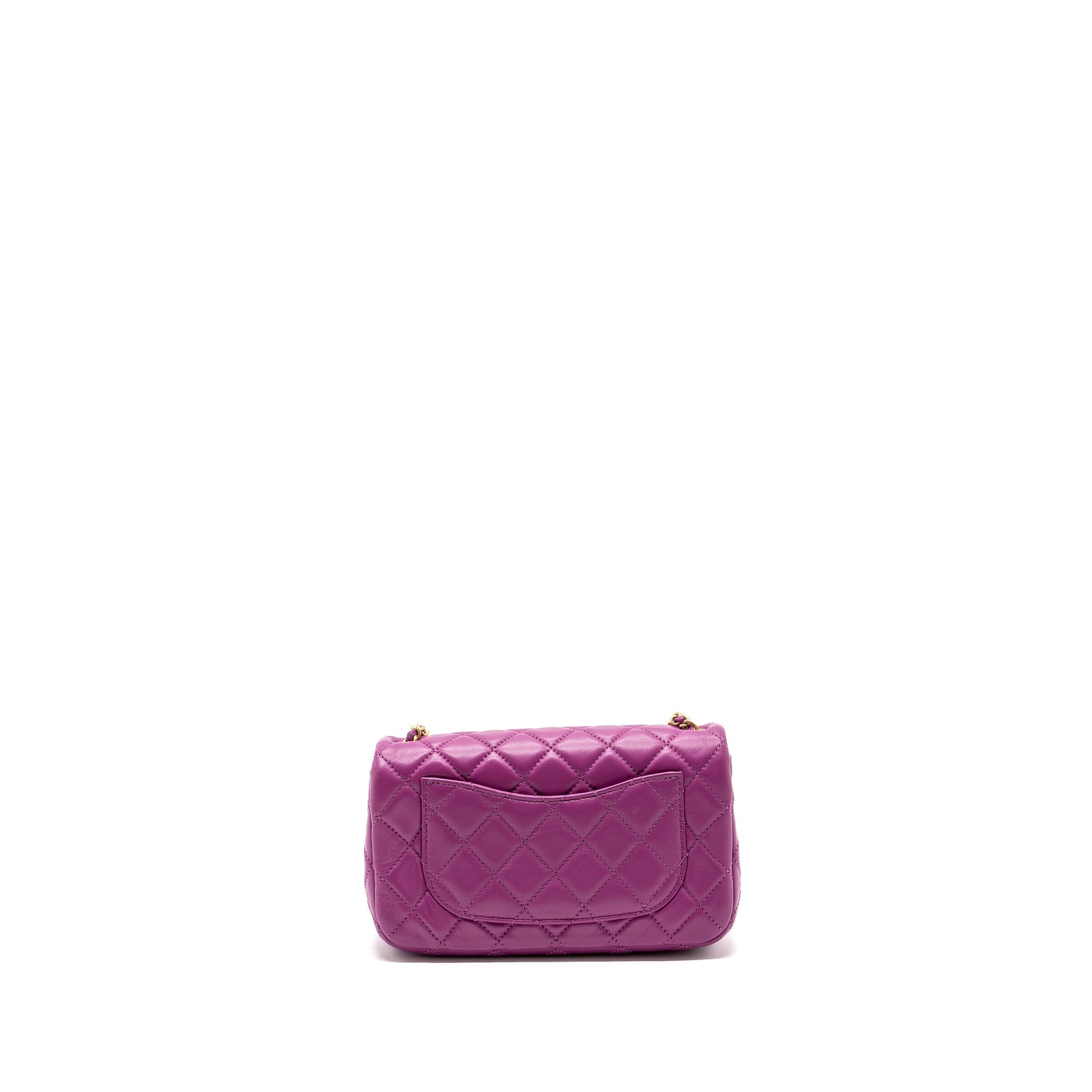 Chanel pearl crush rectangular flap lambskin purple Shoulder Bag