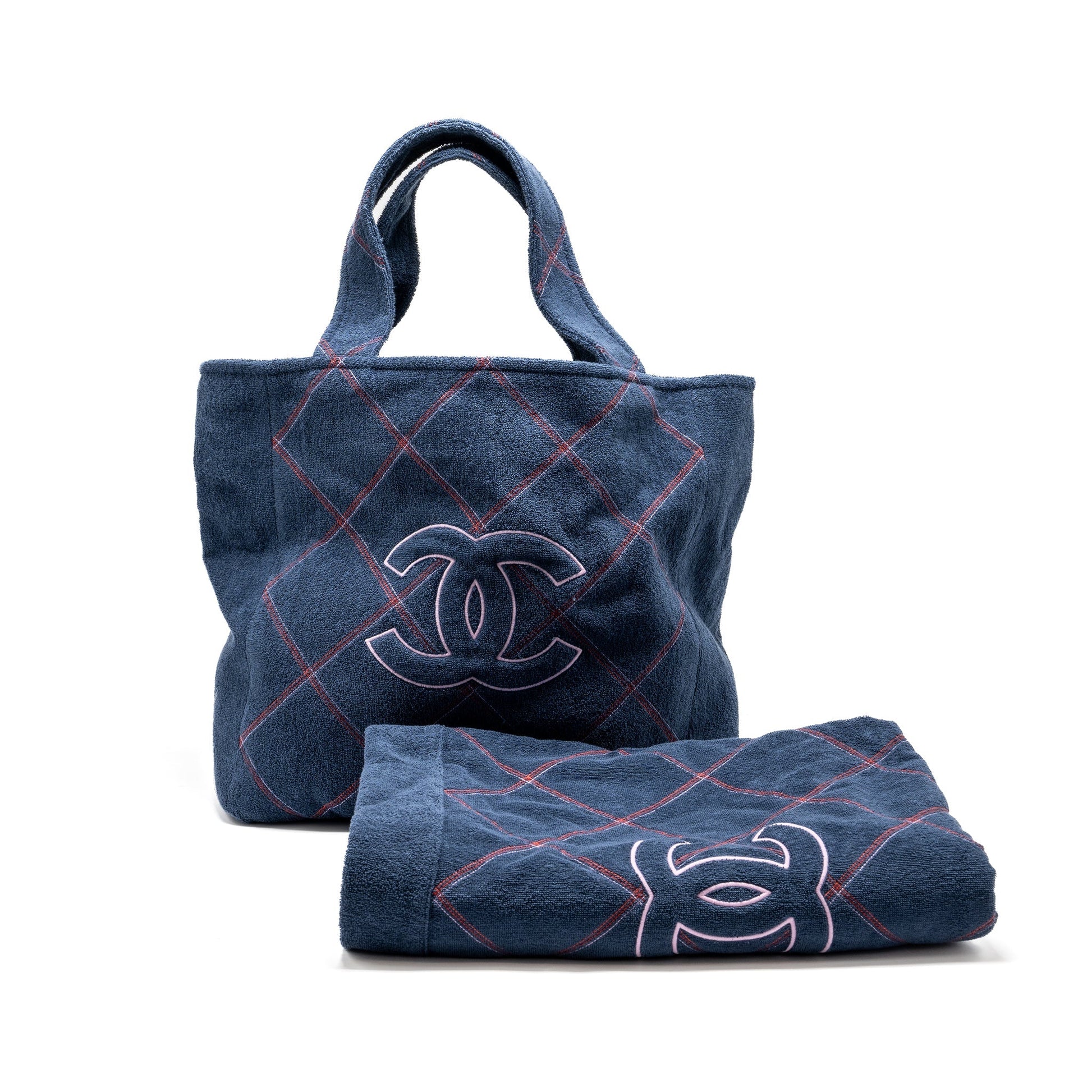 Chanel Coco Beach Towel Set Terry Cloth Tote Bag