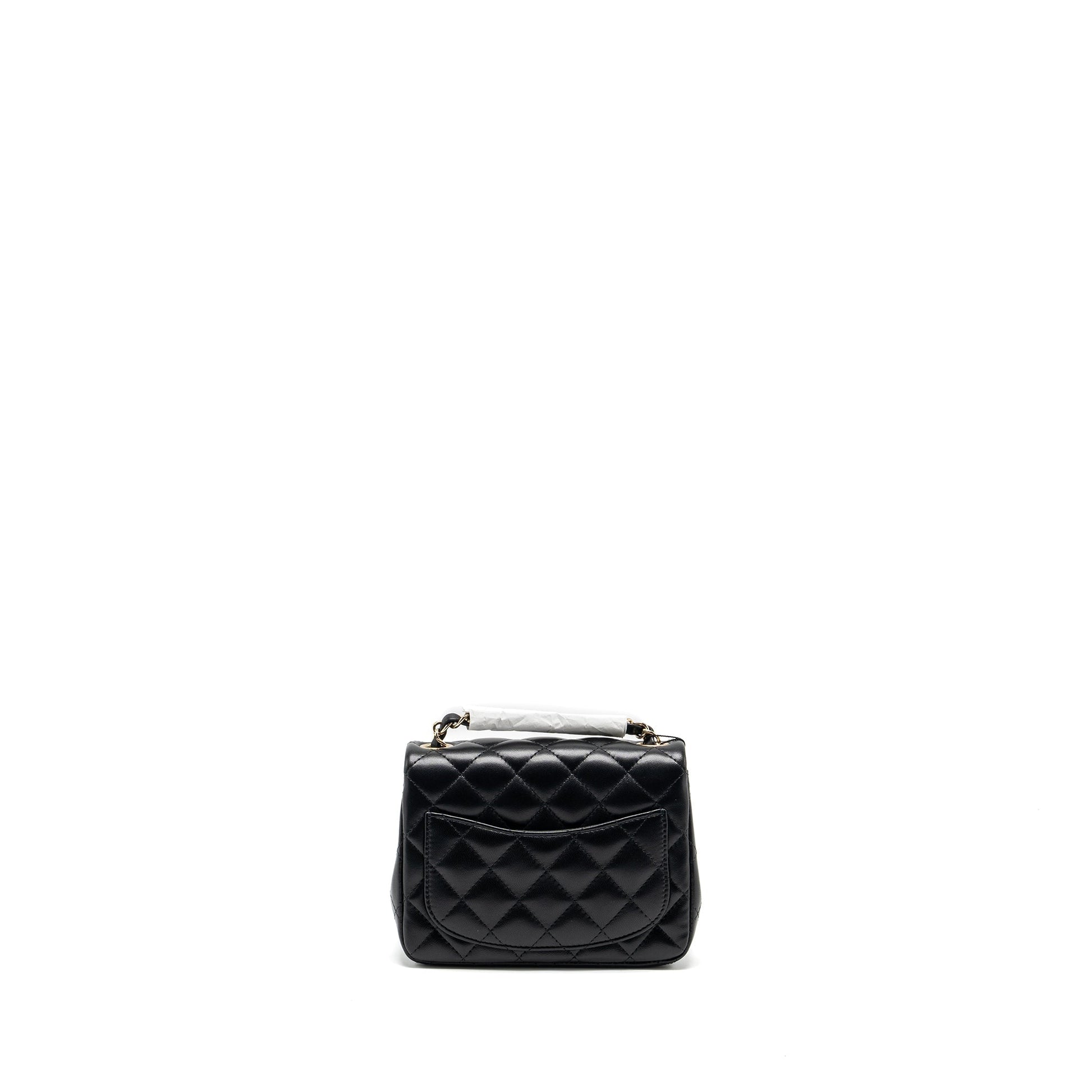 Chanel square flap lambskin LGHW microchip Black Shoulder Bag Microchip 1