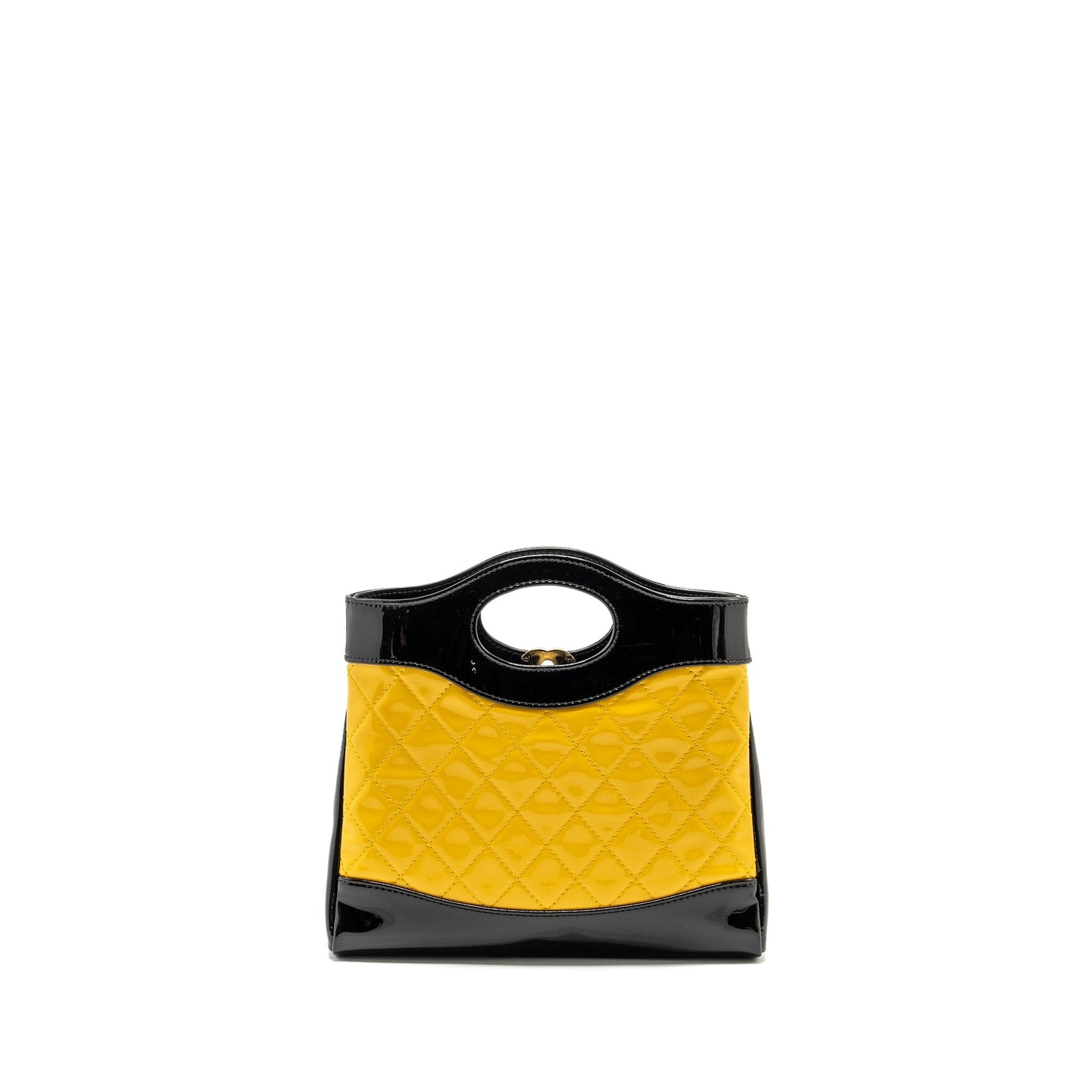 Chanel 31 Patent Yellow LGHW Microchip Black Mini Bag